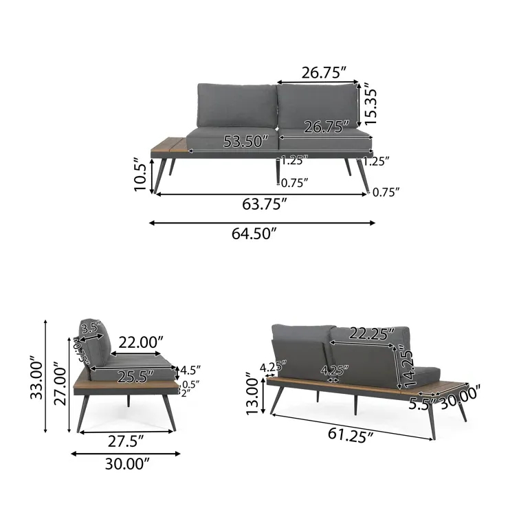 Outdoor Patio Sectional Sofa with Cushions & Table Set - Image 6