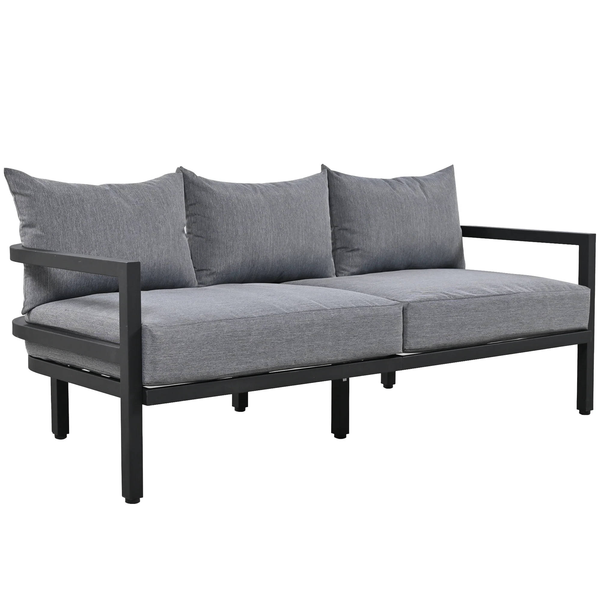 Walker Edison | Outdoor Patio Steel 4 Piece Sofa Set - Image 12