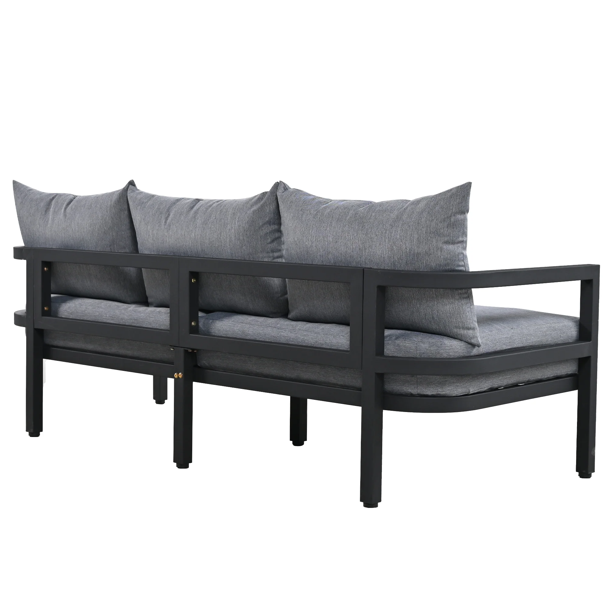 Walker Edison | Outdoor Patio Steel 4 Piece Sofa Set - Image 13