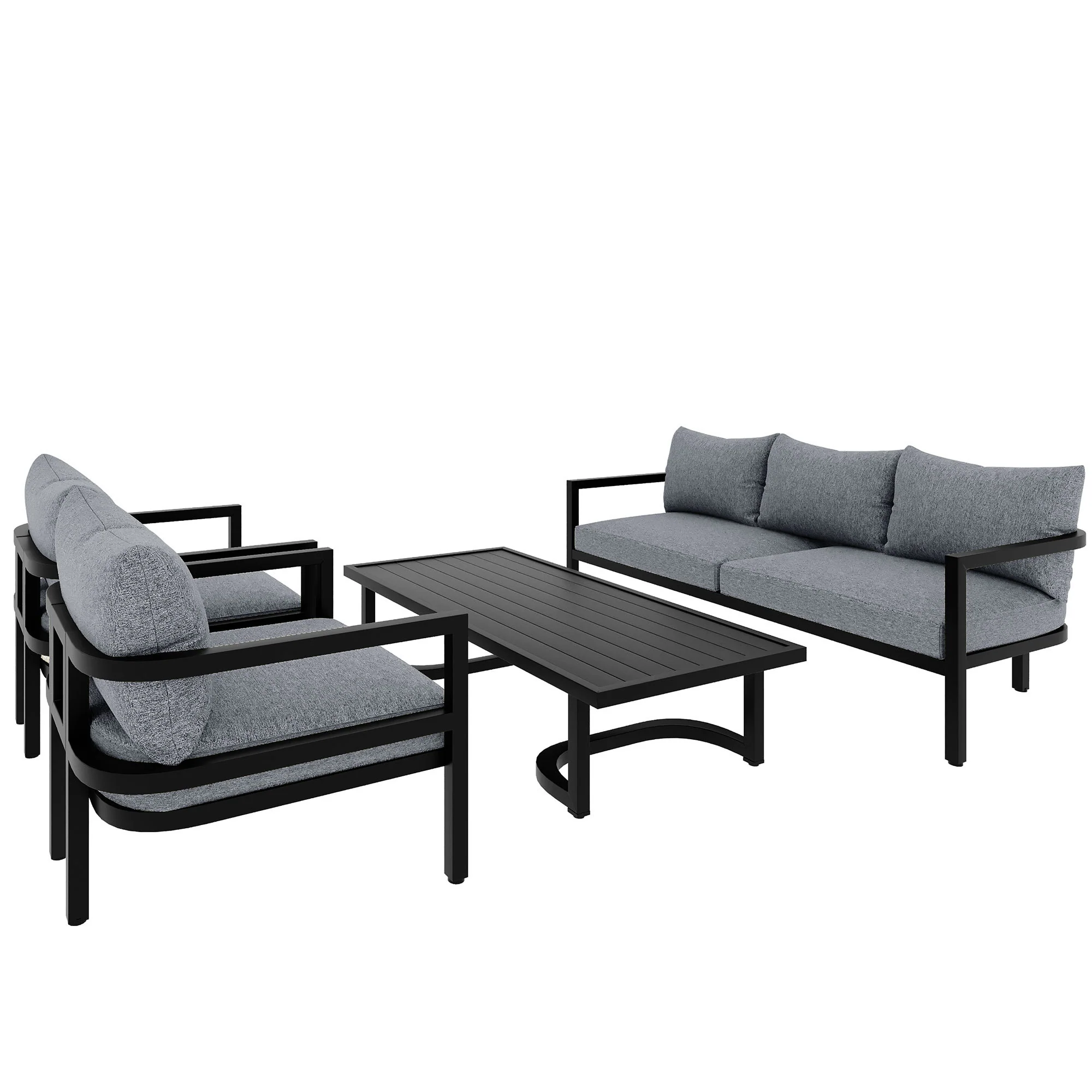 Walker Edison | Outdoor Patio Steel 4 Piece Sofa Set - Image 3