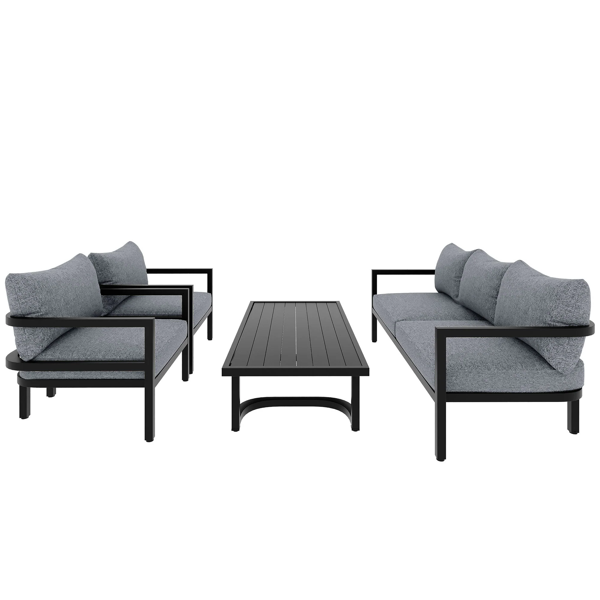 Walker Edison | Outdoor Patio Steel 4 Piece Sofa Set - Image 4