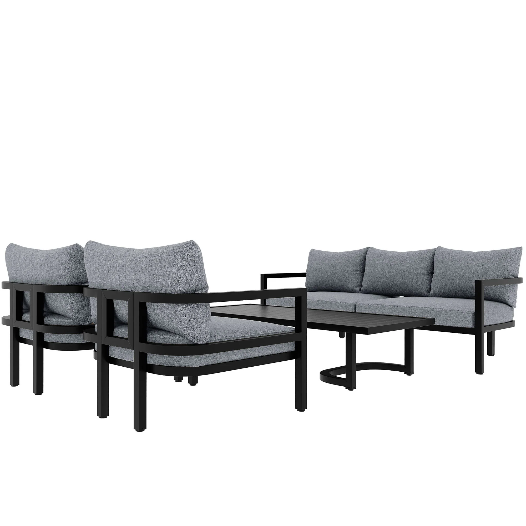 Walker Edison | Outdoor Patio Steel 4 Piece Sofa Set - Image 5