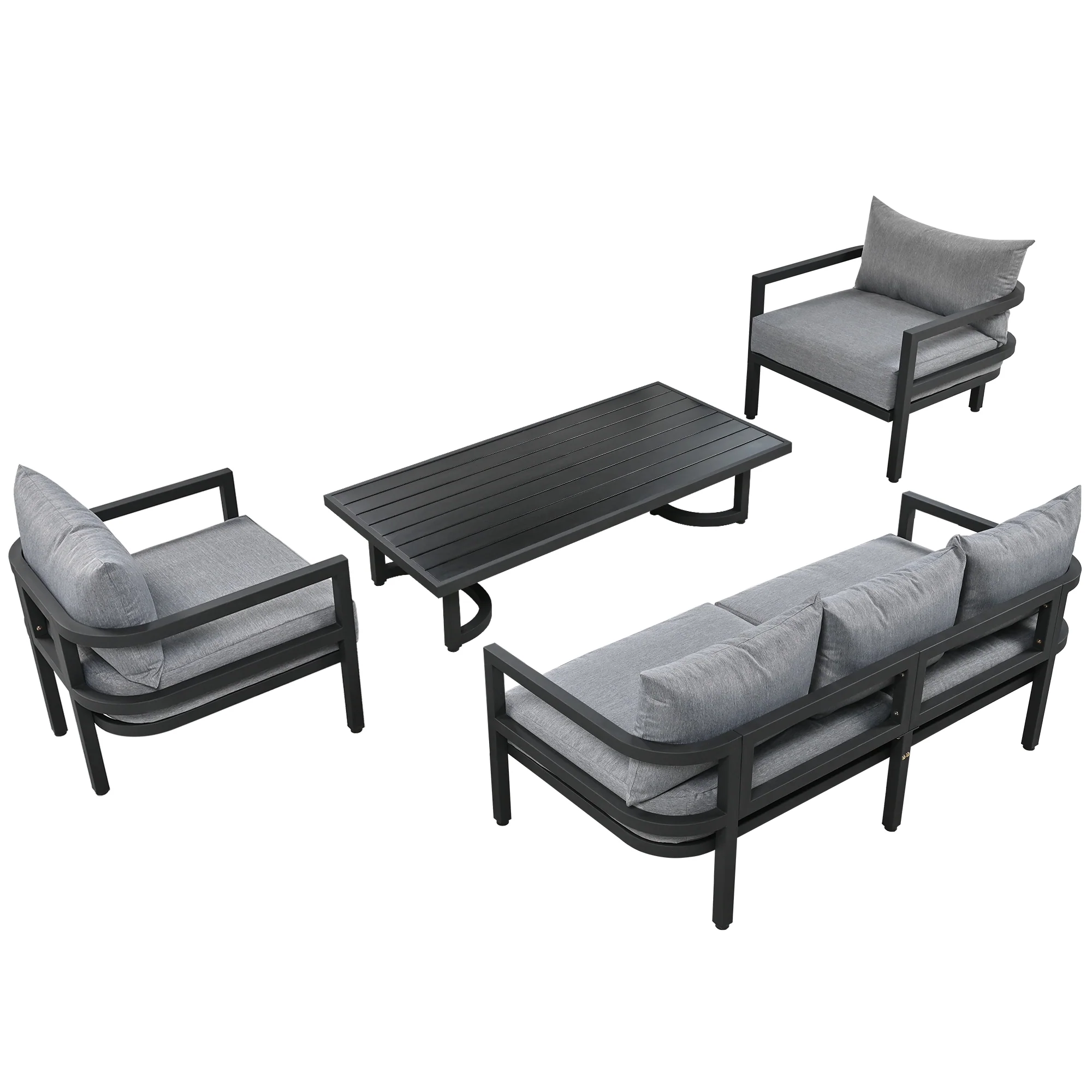 Walker Edison | Outdoor Patio Steel 4 Piece Sofa Set - Image 6