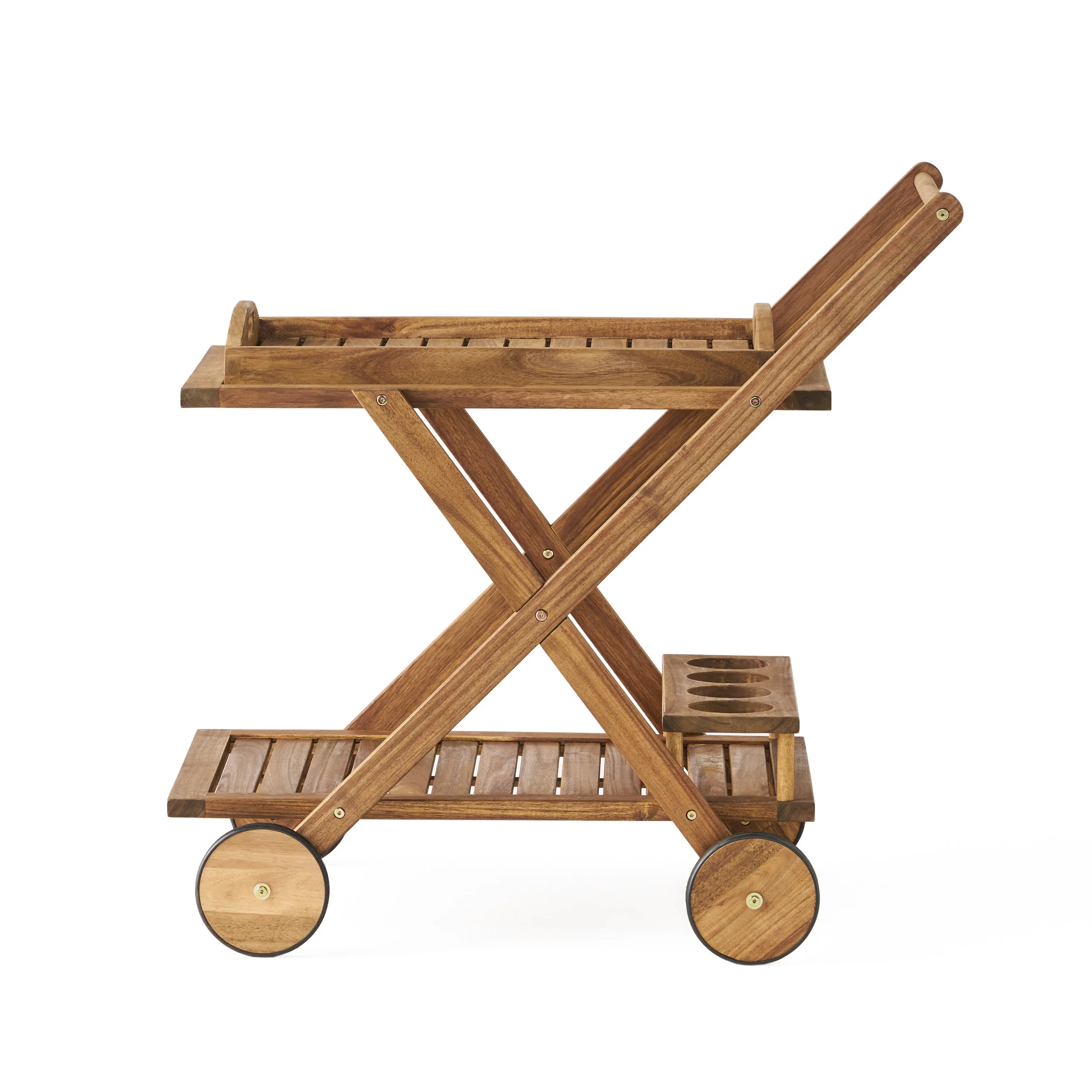 Walker Edison | Outdoor Patio Wood Bar Cart - Image 9
