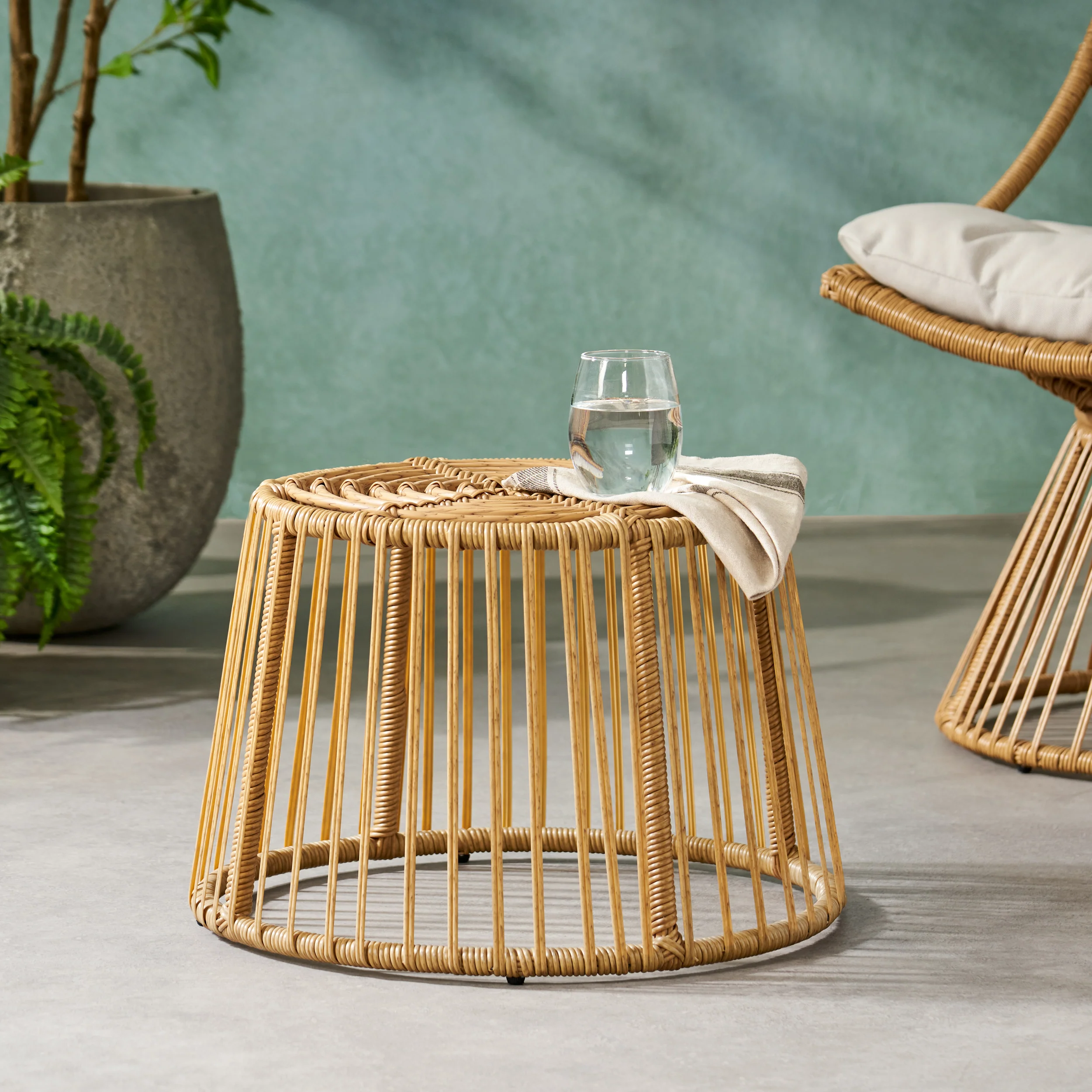 Walker Edison | Outdoor Rattan Side Table - Image 3