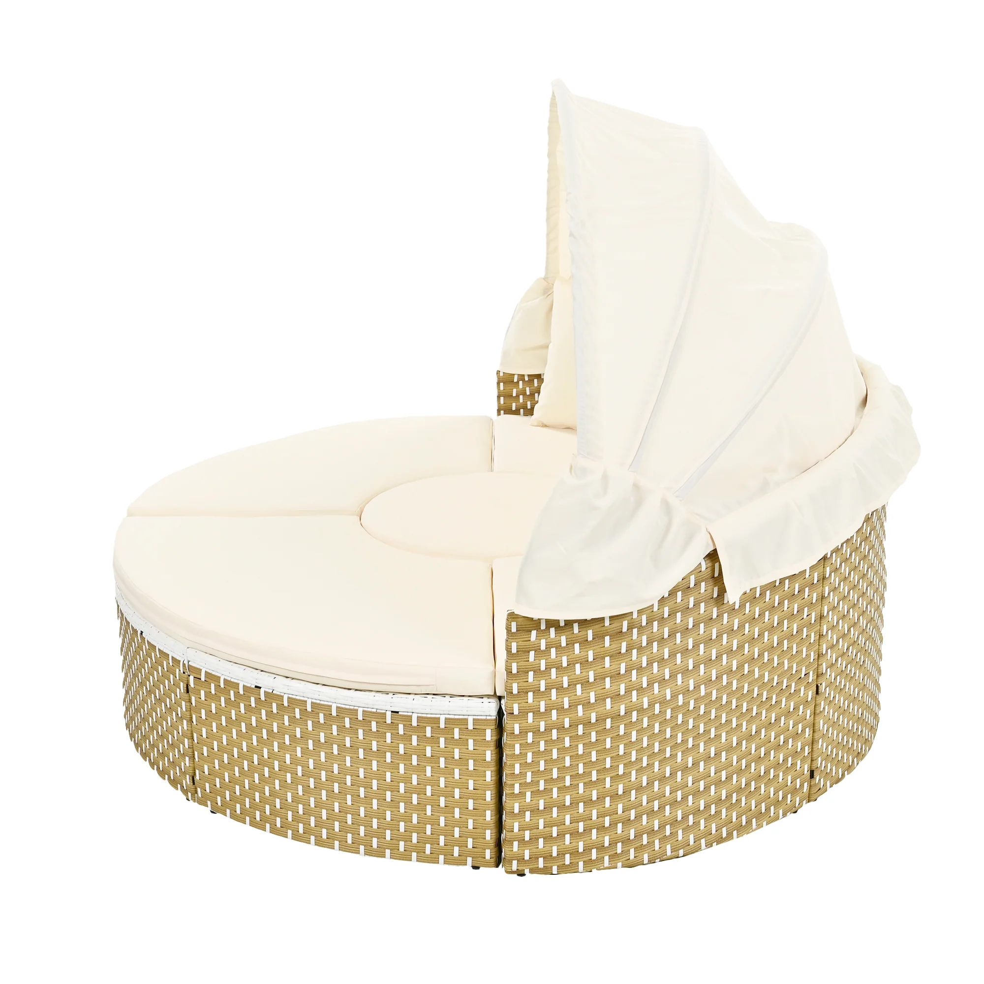Walker Edison | Outdoor Round Modular Sunbed Sofa Set - Image 15