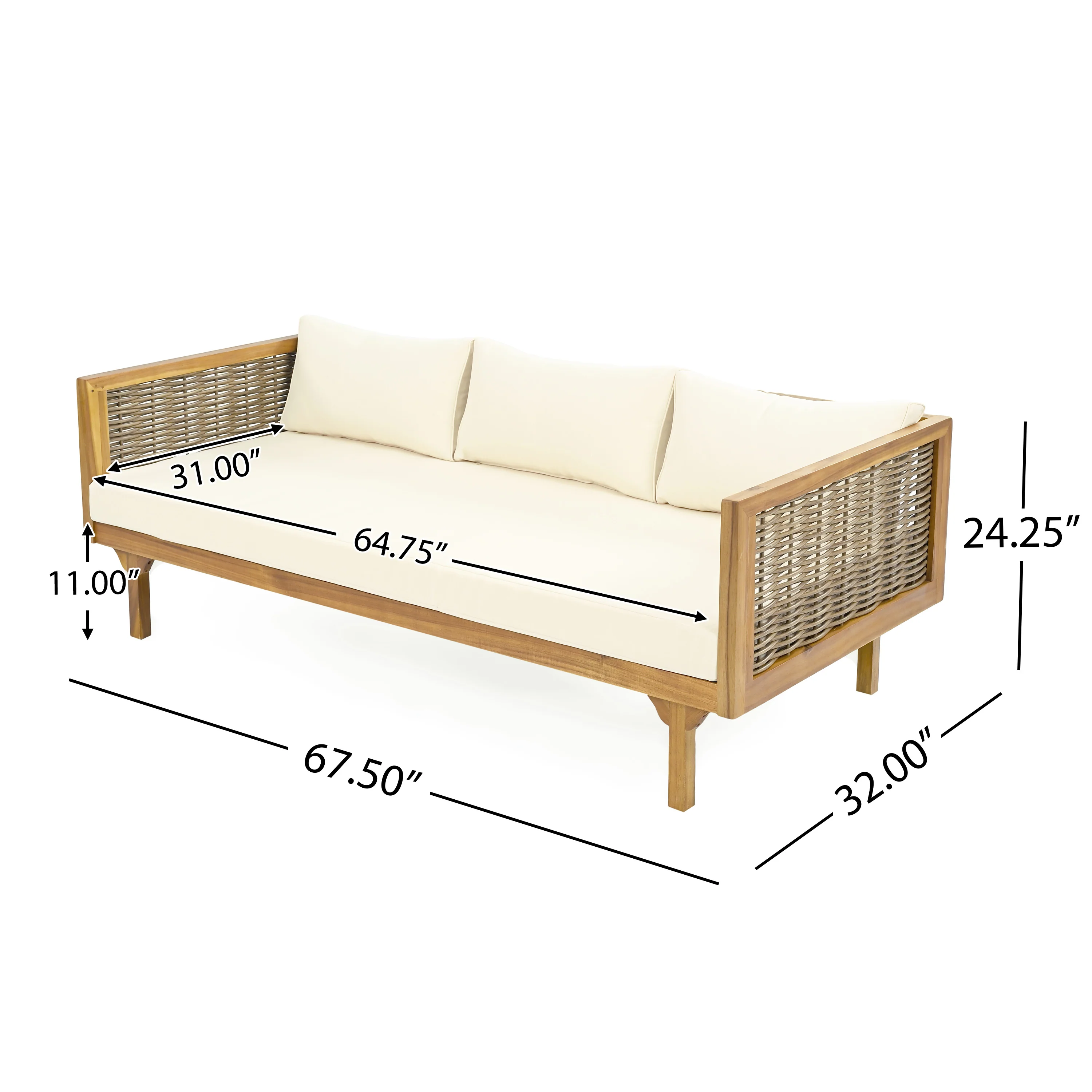 Walker Edison | Outdoor Teak Wood Daybed Sofa - Image 4