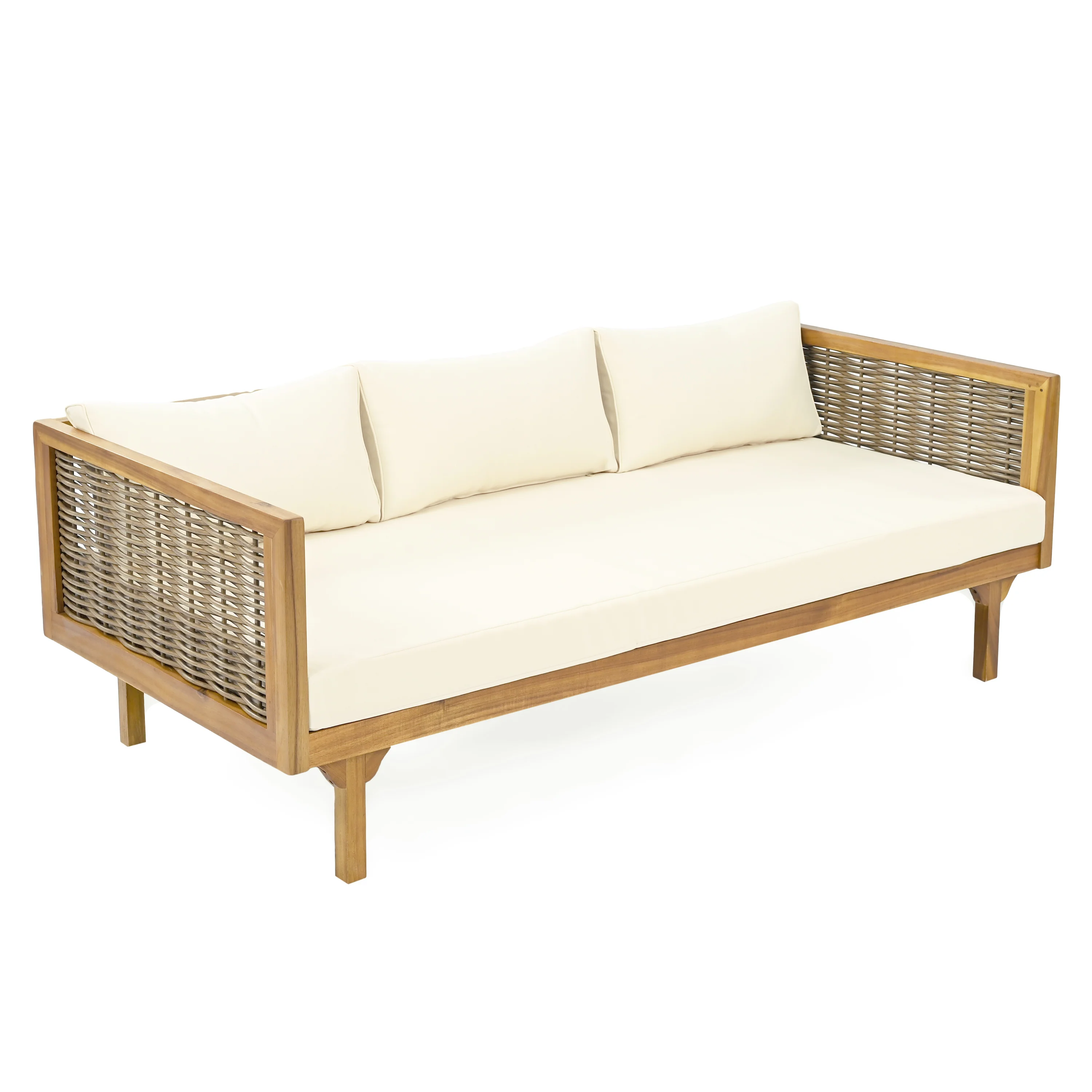 Walker Edison | Outdoor Teak Wood Daybed Sofa - Image 5