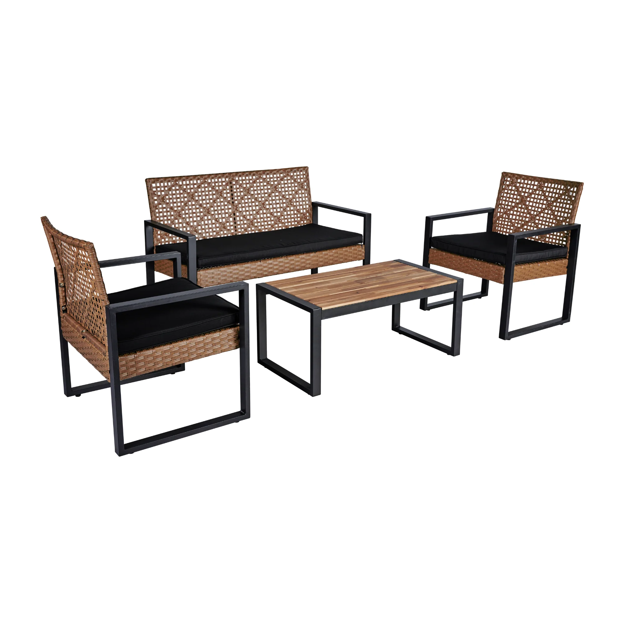 Walker Edison | Outdoor Wicker 4-Piece Patio Furniture Set - Image 6