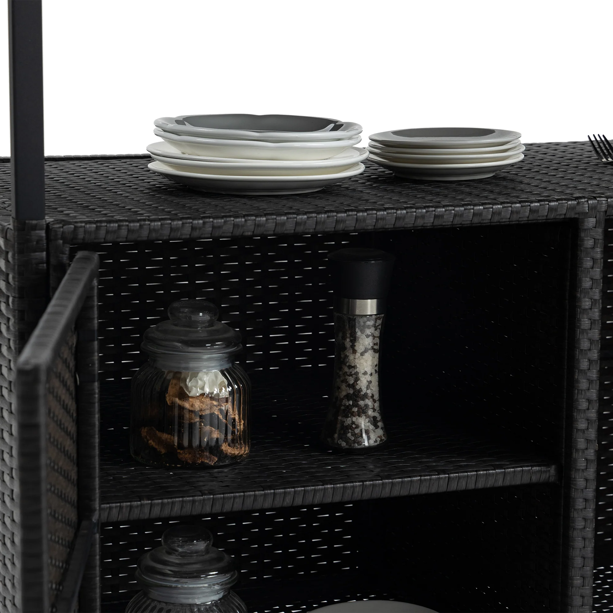 Walker Edison | Outdoor Wicker Bar Cart - Image 13