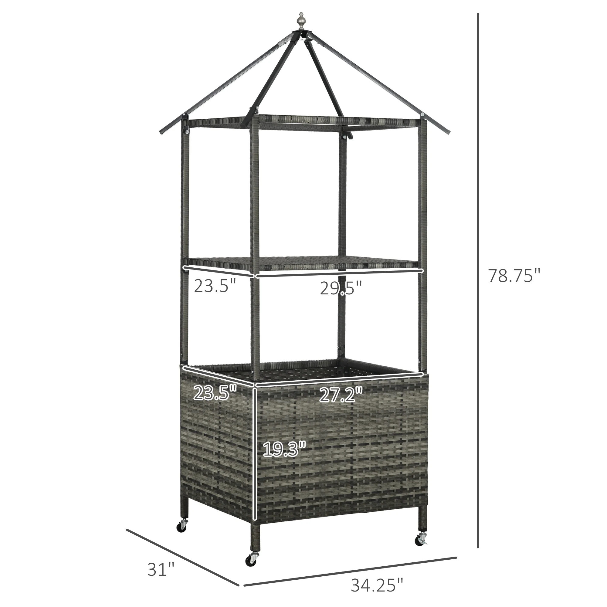 Outdoor Wicker Covered Poolside Towel Holder Rack with Storage - Image 11
