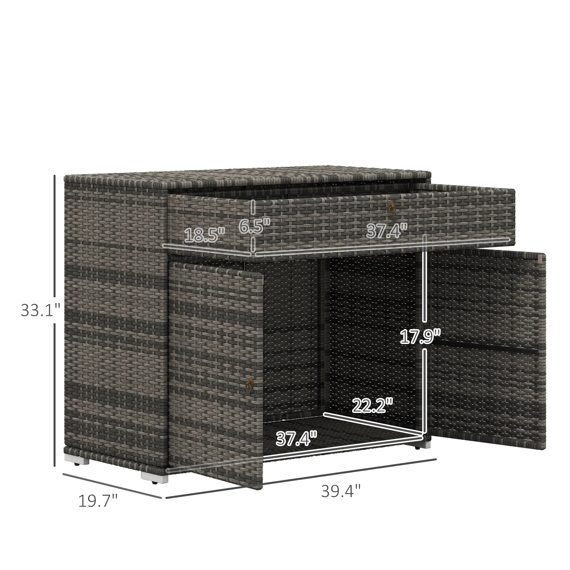 Outdoor Wicker Towel Rack Cabinet Storage with Drawer - Image 10