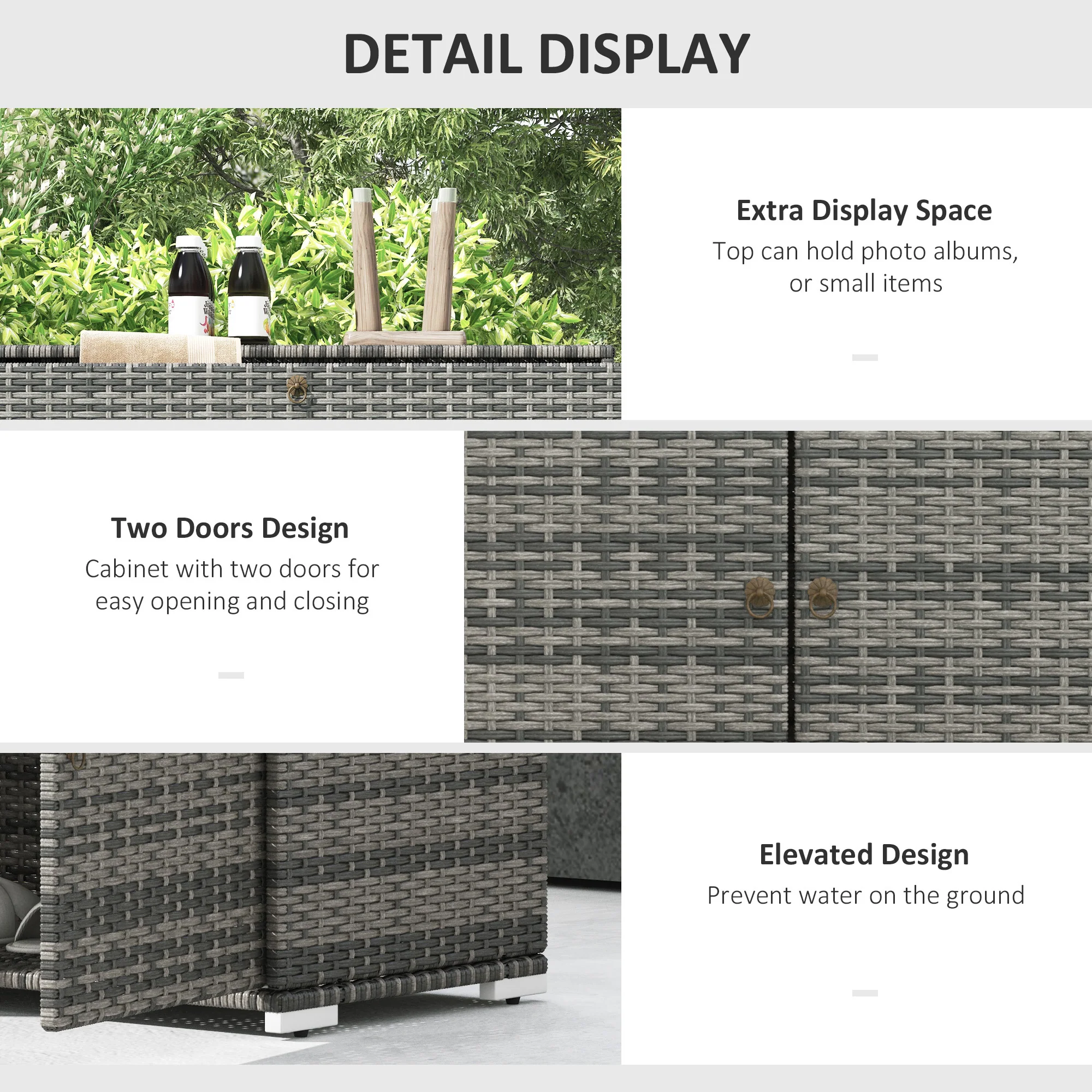 Outdoor Wicker Towel Rack Cabinet Storage with Drawer - Image 3