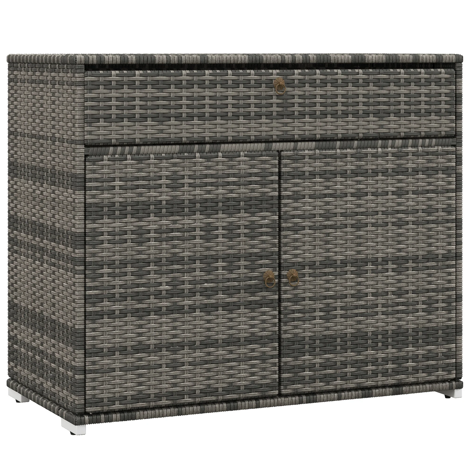 Outdoor Wicker Towel Rack Cabinet Storage with Drawer - Image 5