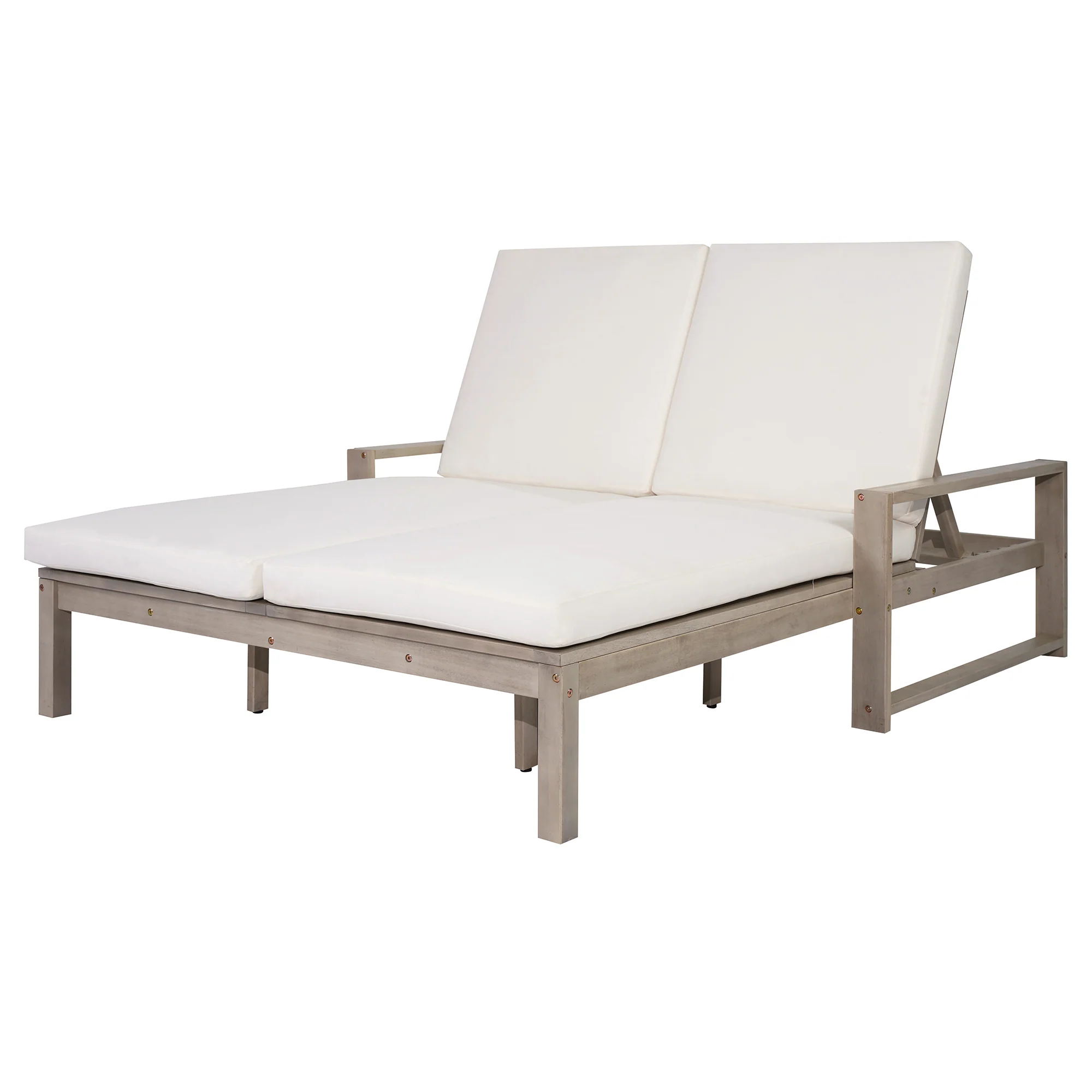 Outdoor Wide Double Lounge Chair with Adjustable Backrest with Removable Cushions - Image 8