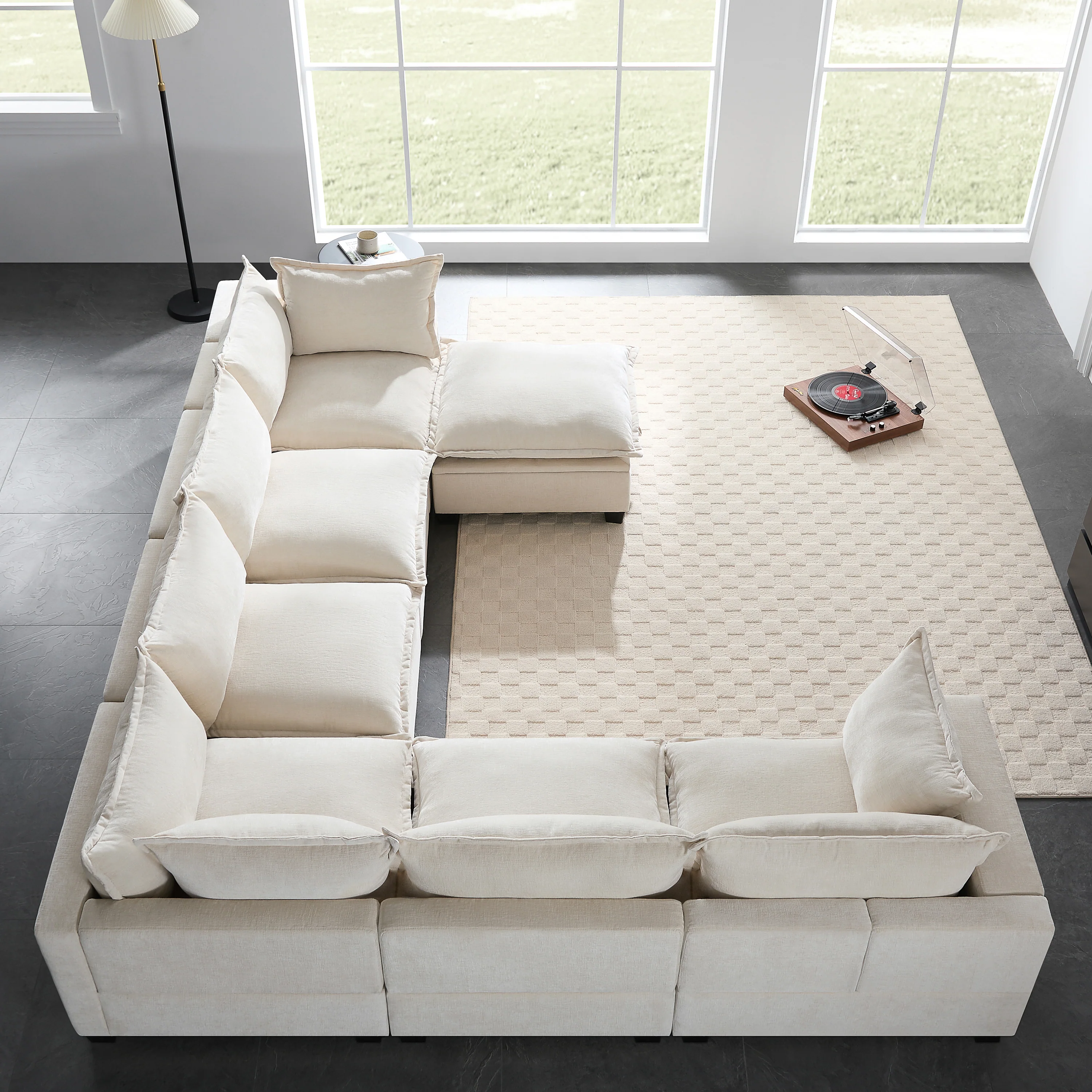Oversized Modular Chenille Sectional Sofa with Movable Storage Ottoman - Image 10