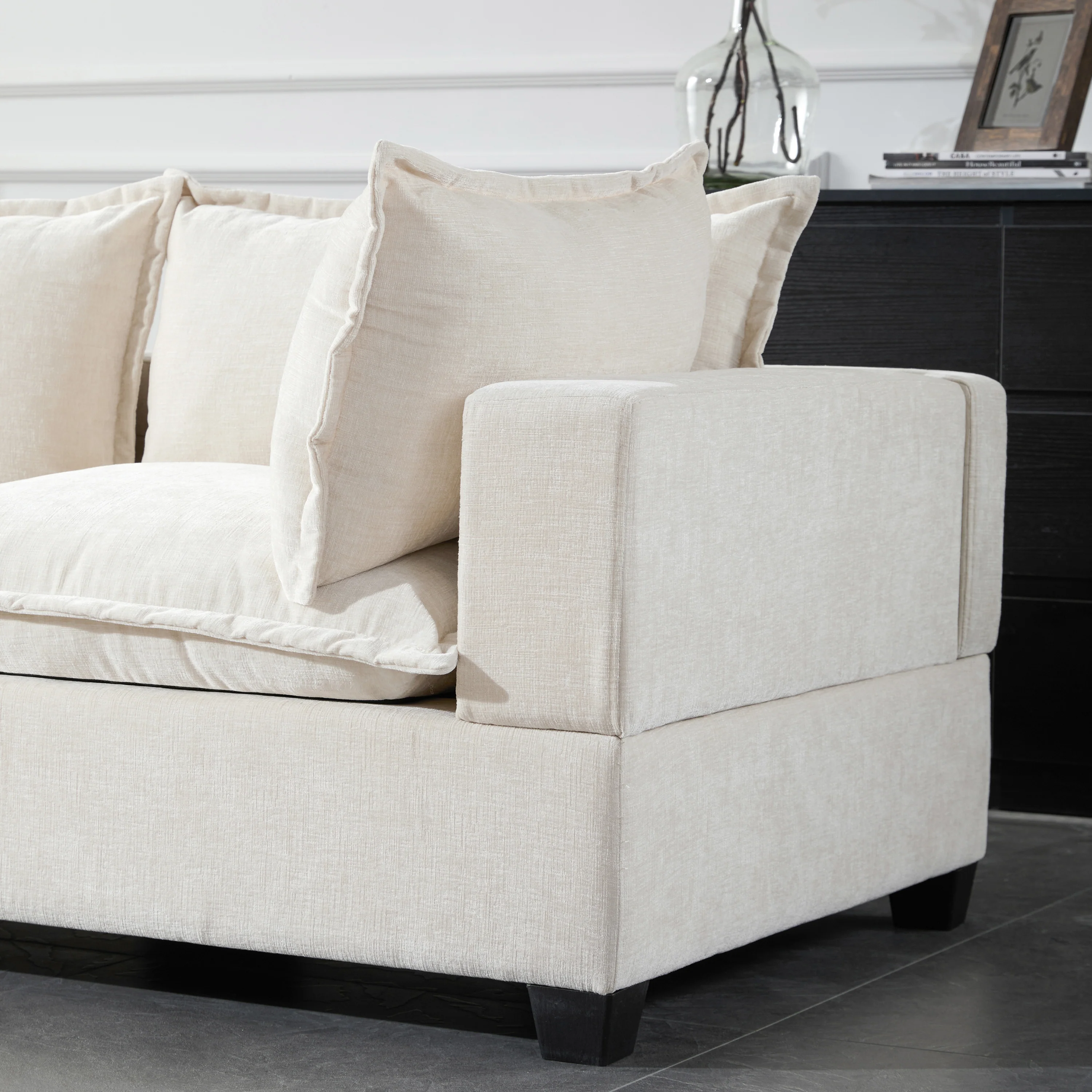 Oversized Modular Chenille Sectional Sofa with Movable Storage Ottoman - Image 11