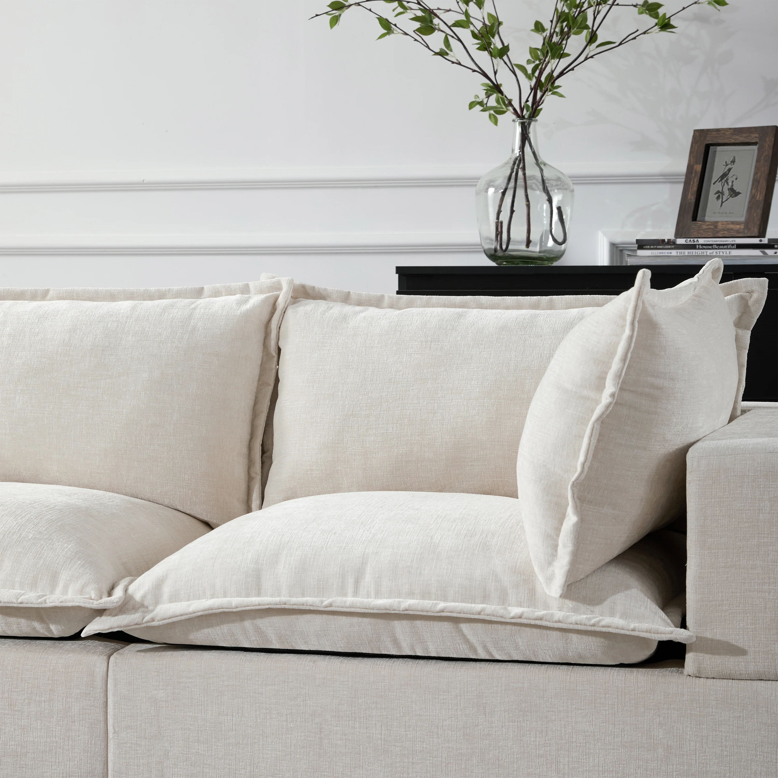 Oversized Modular Chenille Sectional Sofa with Movable Storage Ottoman - Image 12