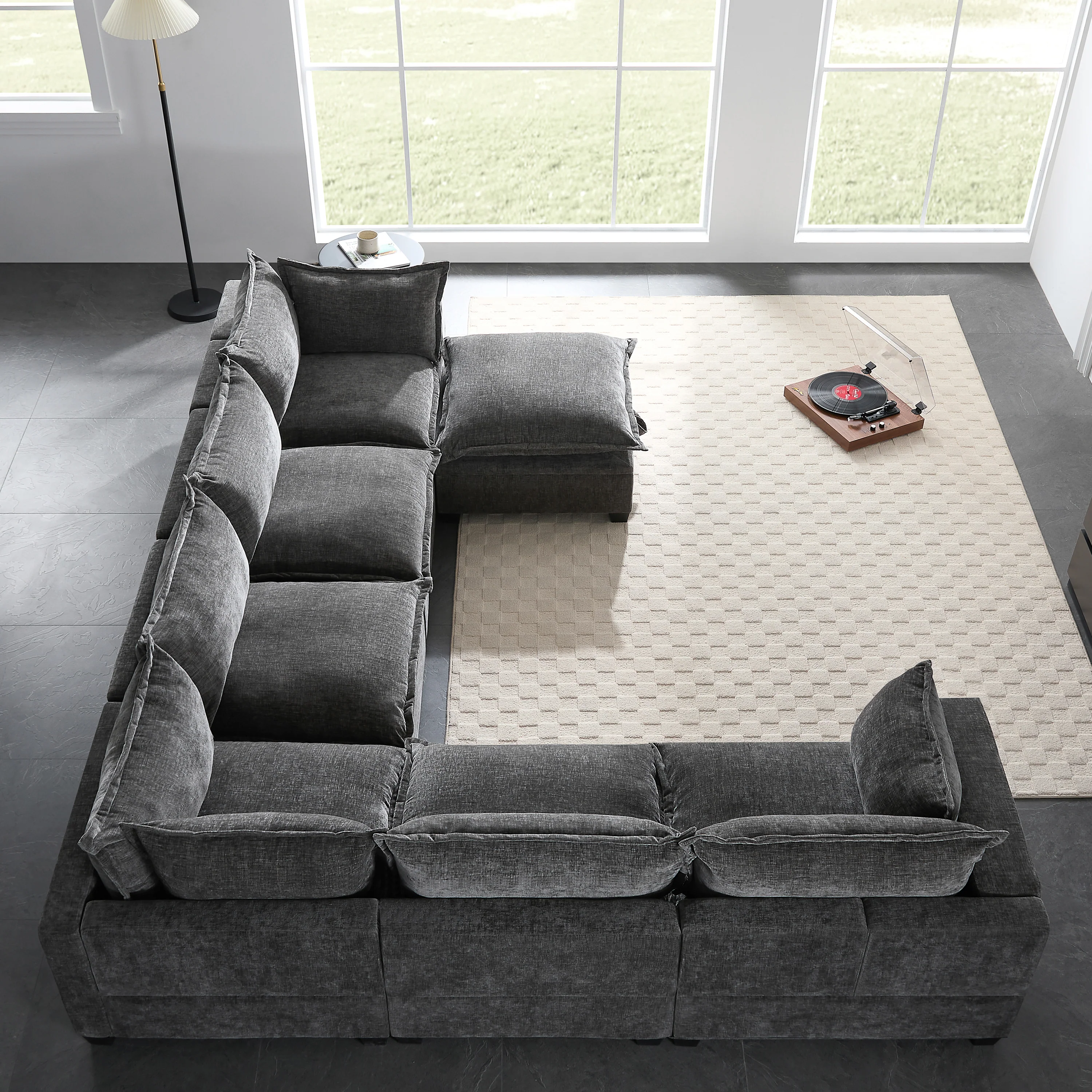Oversized Modular Chenille Sectional Sofa with Movable Storage Ottoman - Image 14