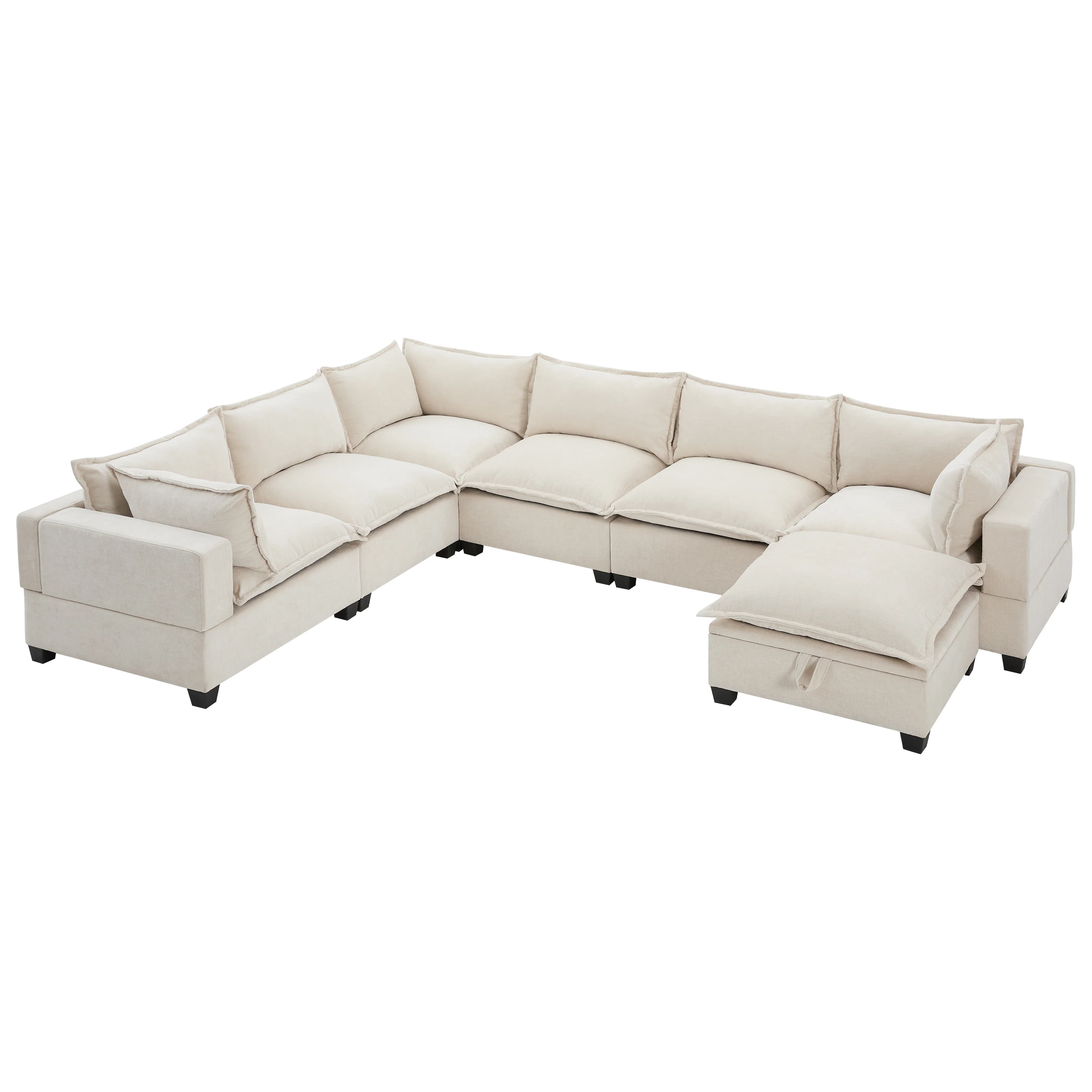 Oversized Modular Chenille Sectional Sofa with Movable Storage Ottoman - Image 17