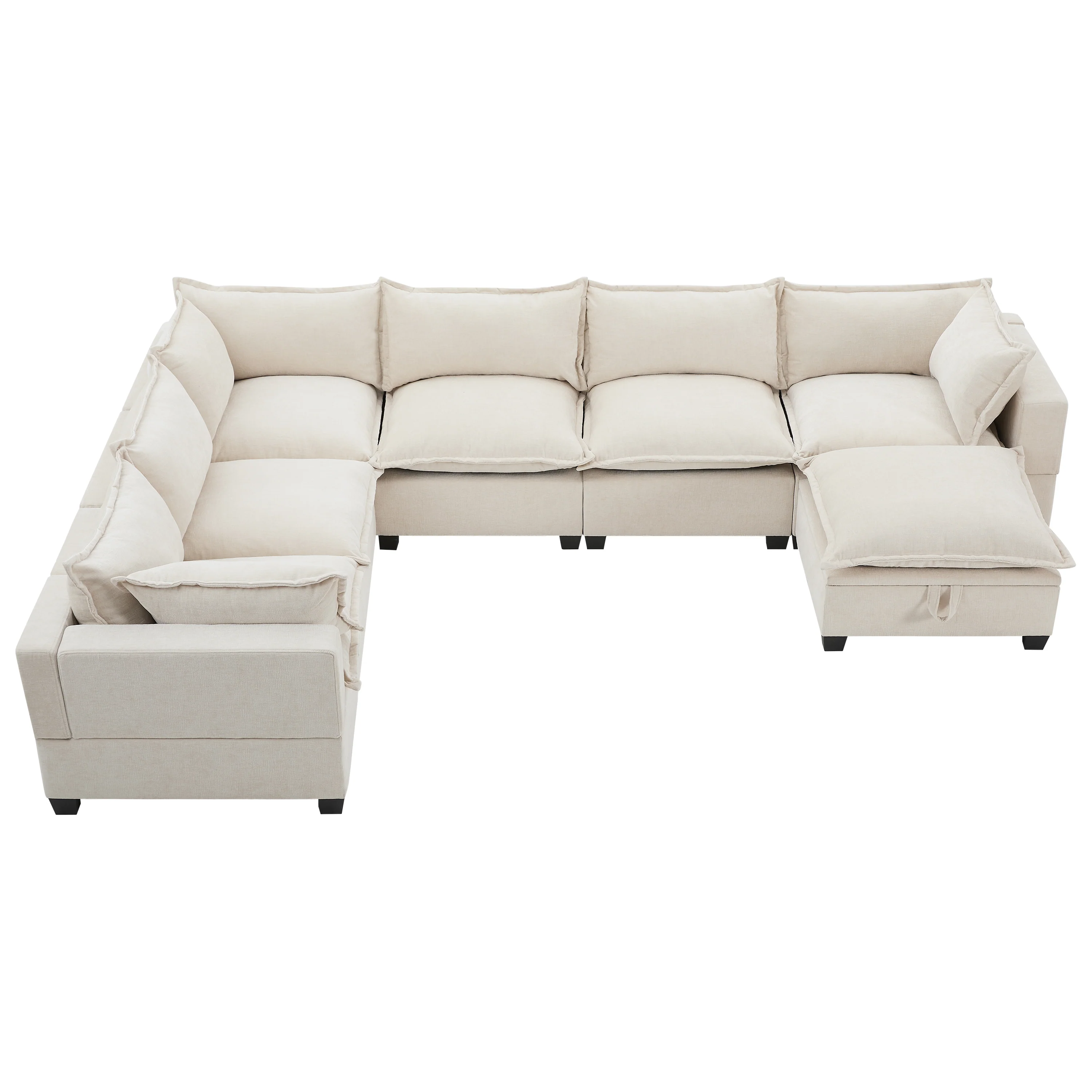 Oversized Modular Chenille Sectional Sofa with Movable Storage Ottoman - Image 19