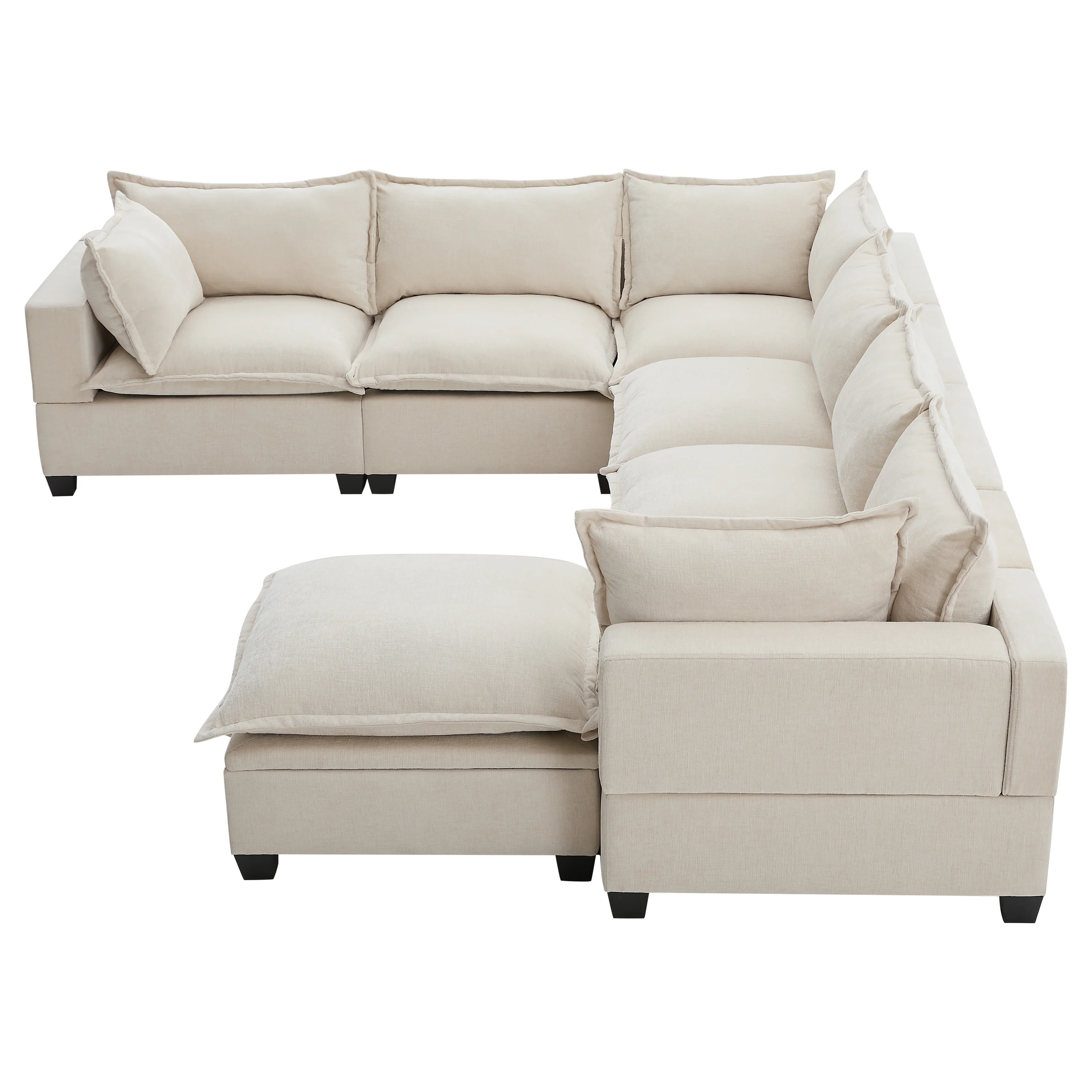 Oversized Modular Chenille Sectional Sofa with Movable Storage Ottoman - Image 20