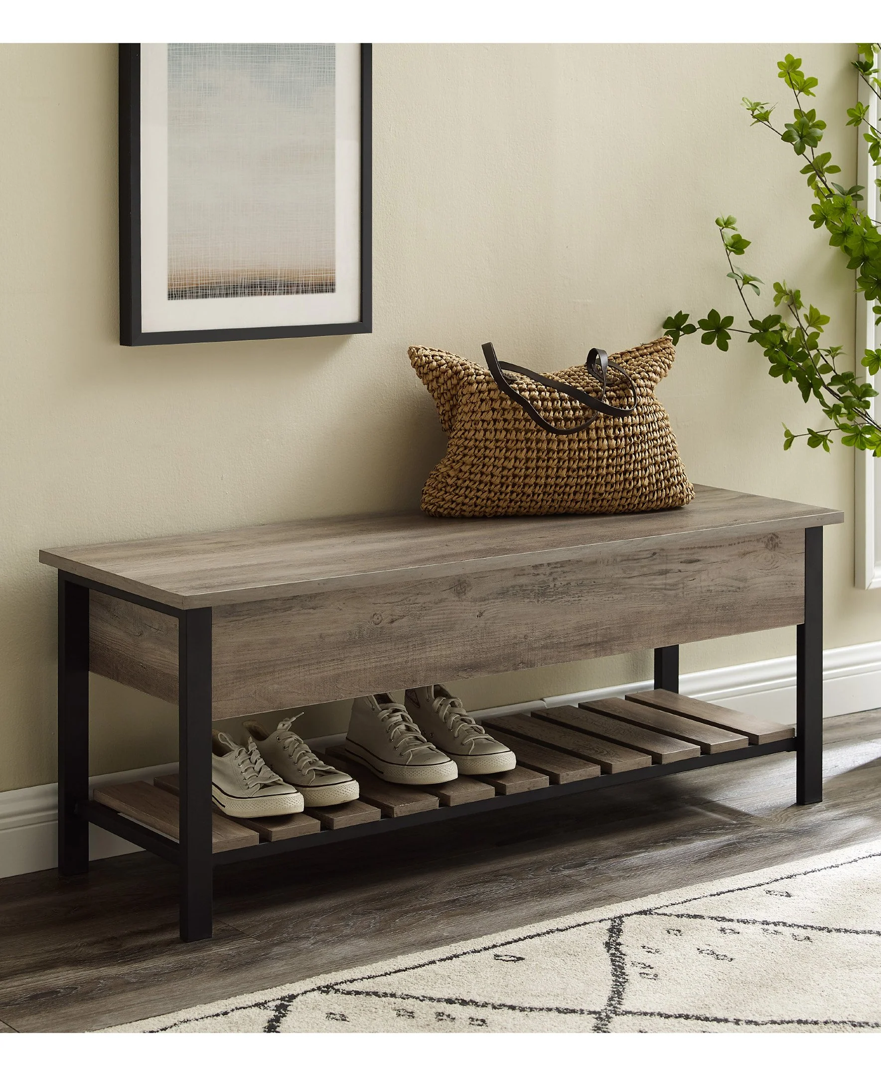 Park City Wood and Metal Bench - Image 3