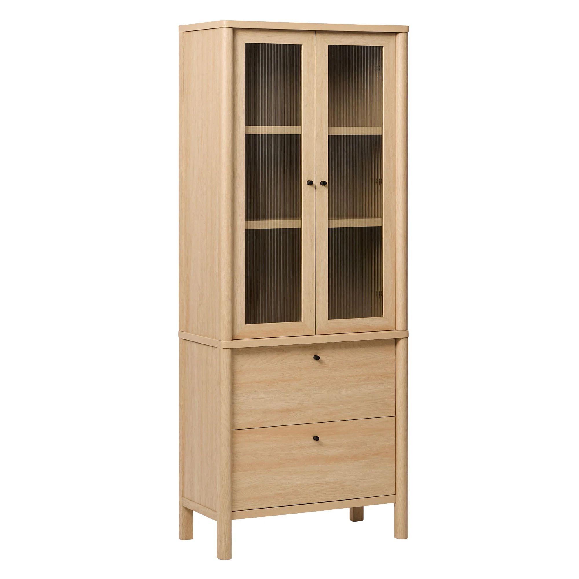 Penelope Modern Fluted Glass Cabinet Bookshelf - Image 13
