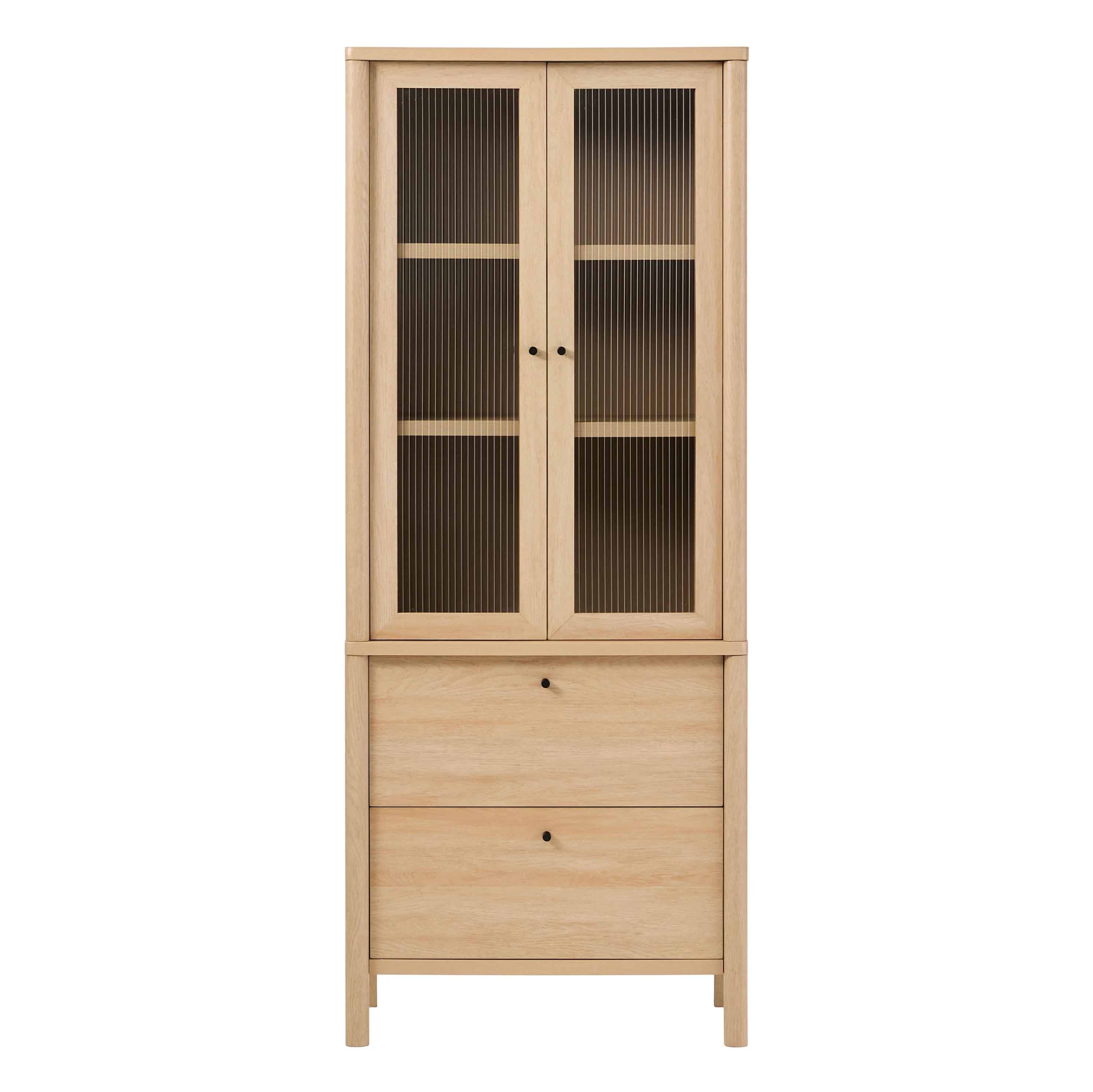 Penelope Modern Fluted Glass Cabinet Bookshelf - Image 14