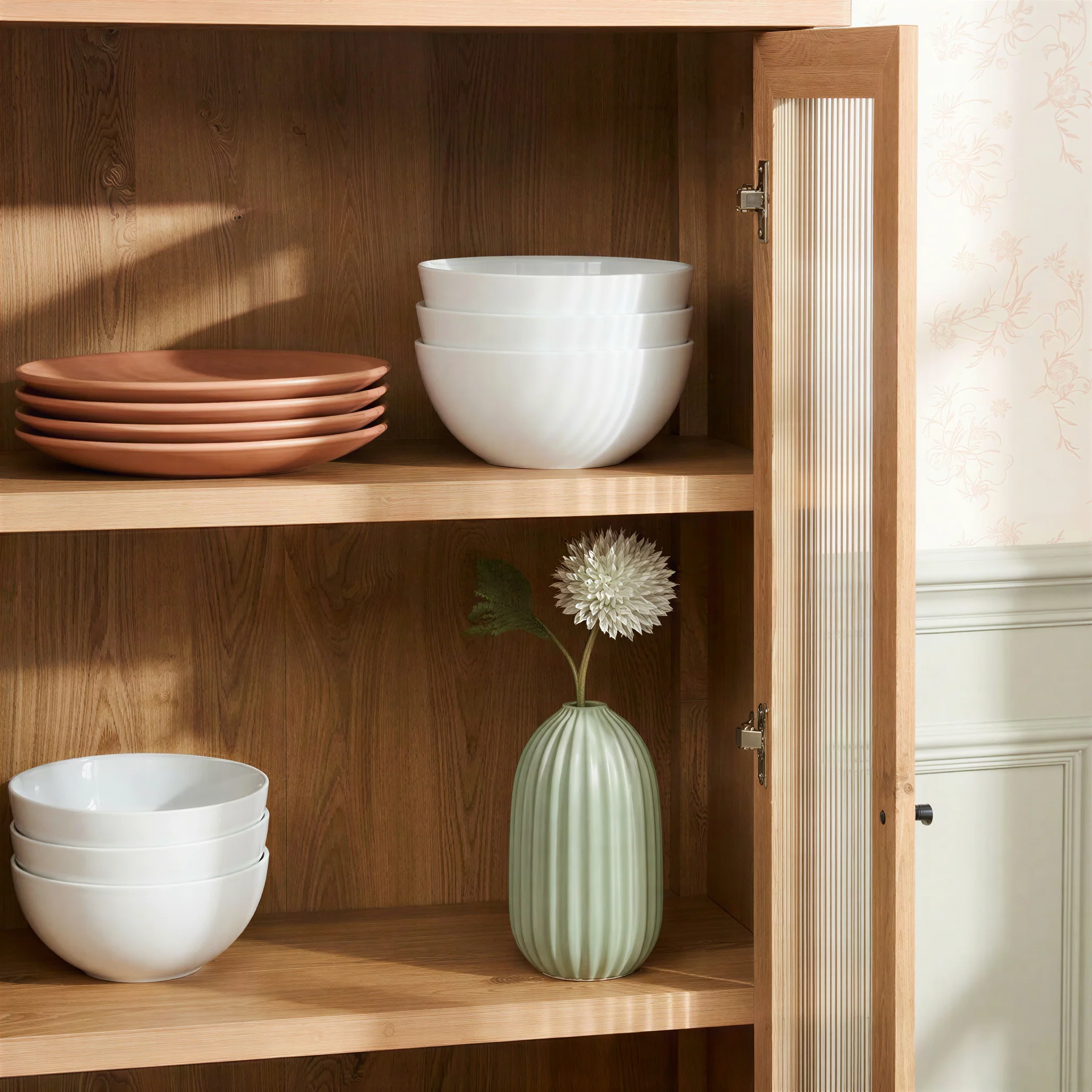 Penelope Modern Fluted Glass Cabinet Bookshelf - Image 20