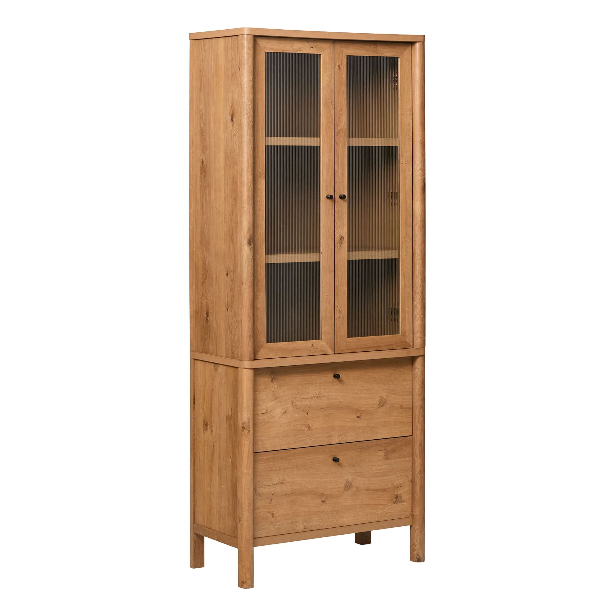 Penelope Modern Fluted Glass Cabinet Bookshelf - Image 26