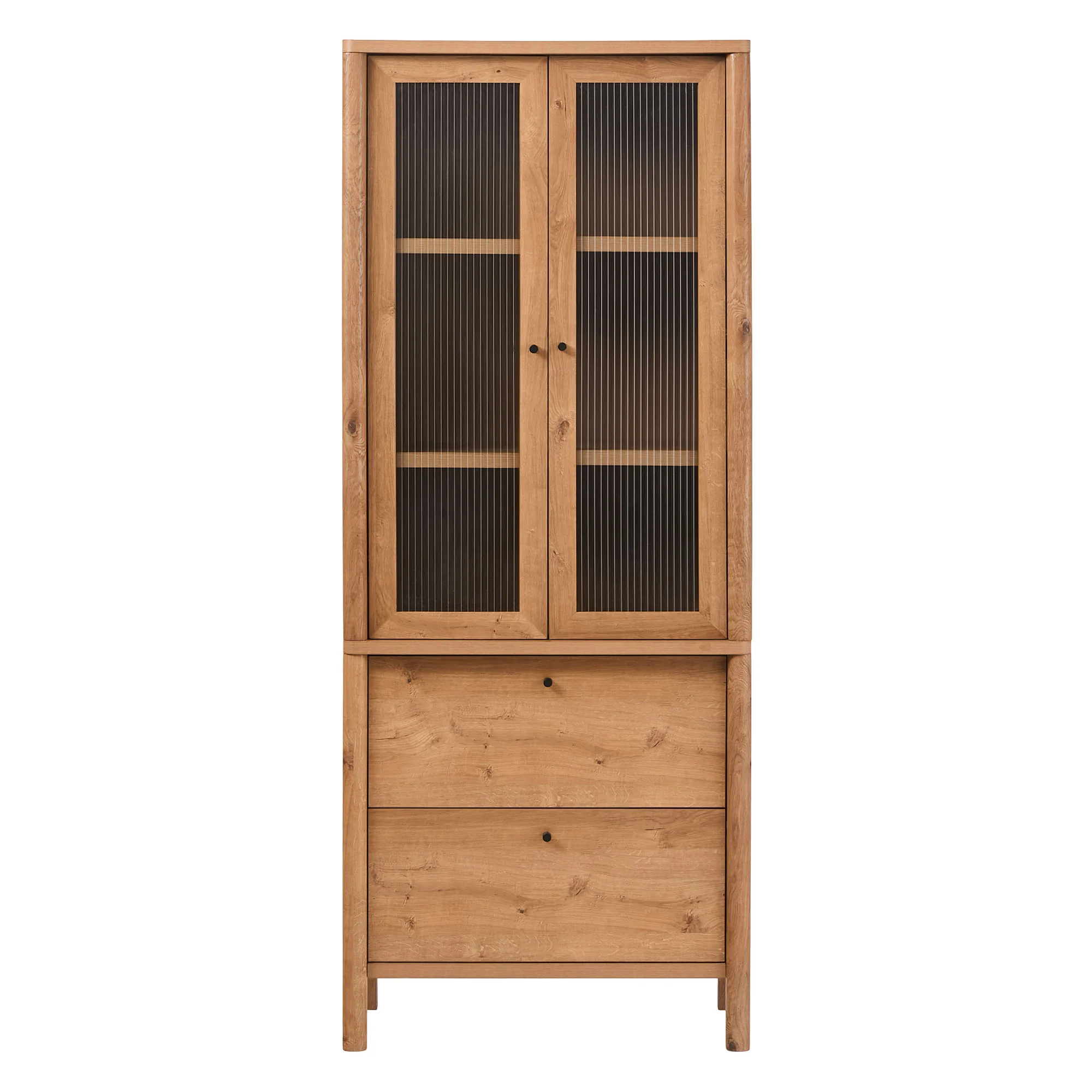 Penelope Modern Fluted Glass Cabinet Bookshelf - Image 27
