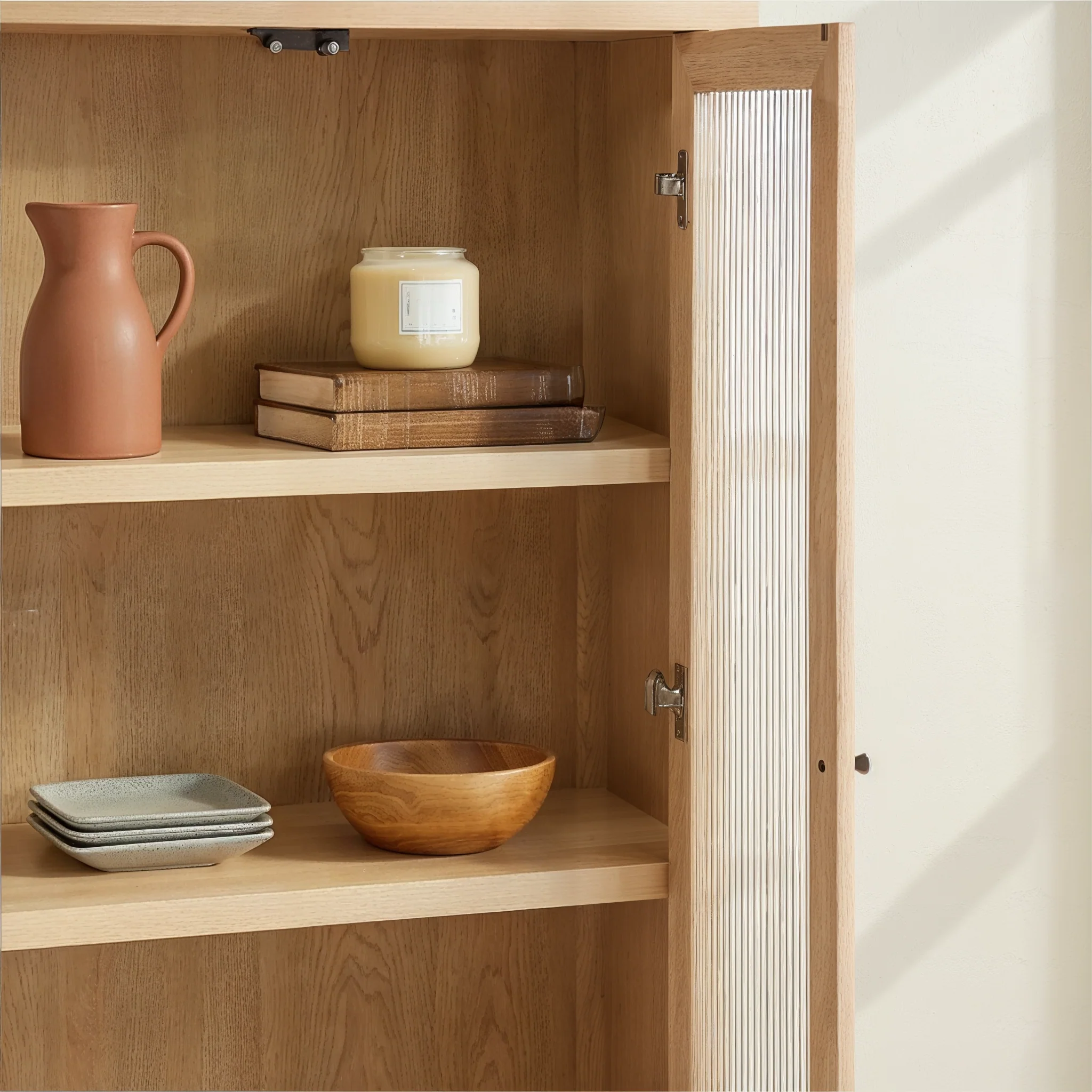 Penelope Modern Fluted Glass Cabinet Bookshelf - Image 6