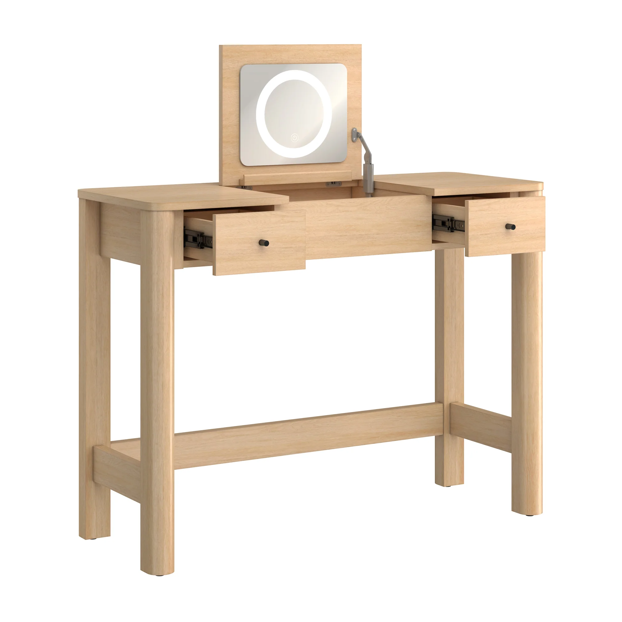 Penelope Modern Wood Makeup Vanity with LED Mirror & Storage - Image 19