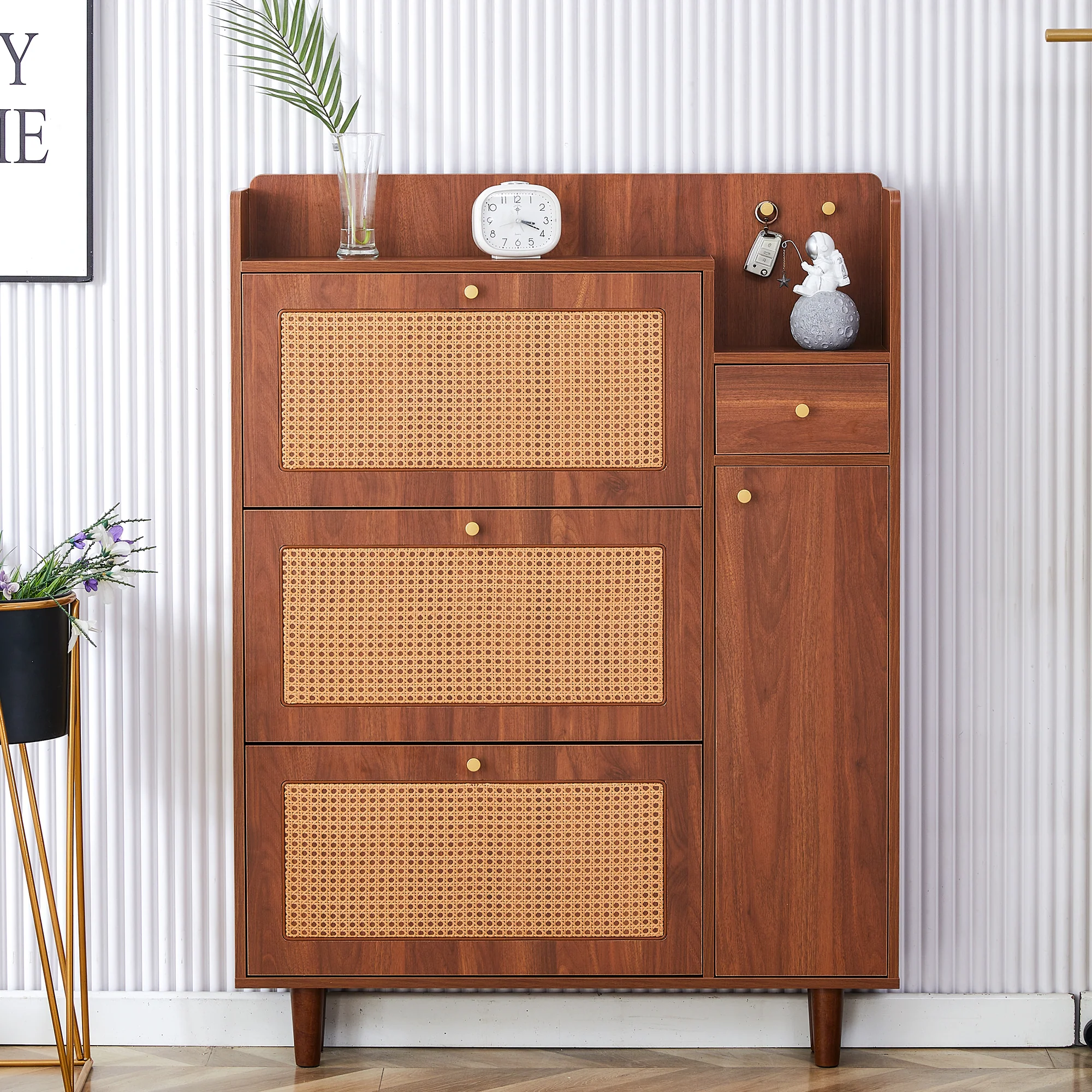 Walker Edison | Rattan Modern Minimalist Entryway Storage Cabinet - Image 2