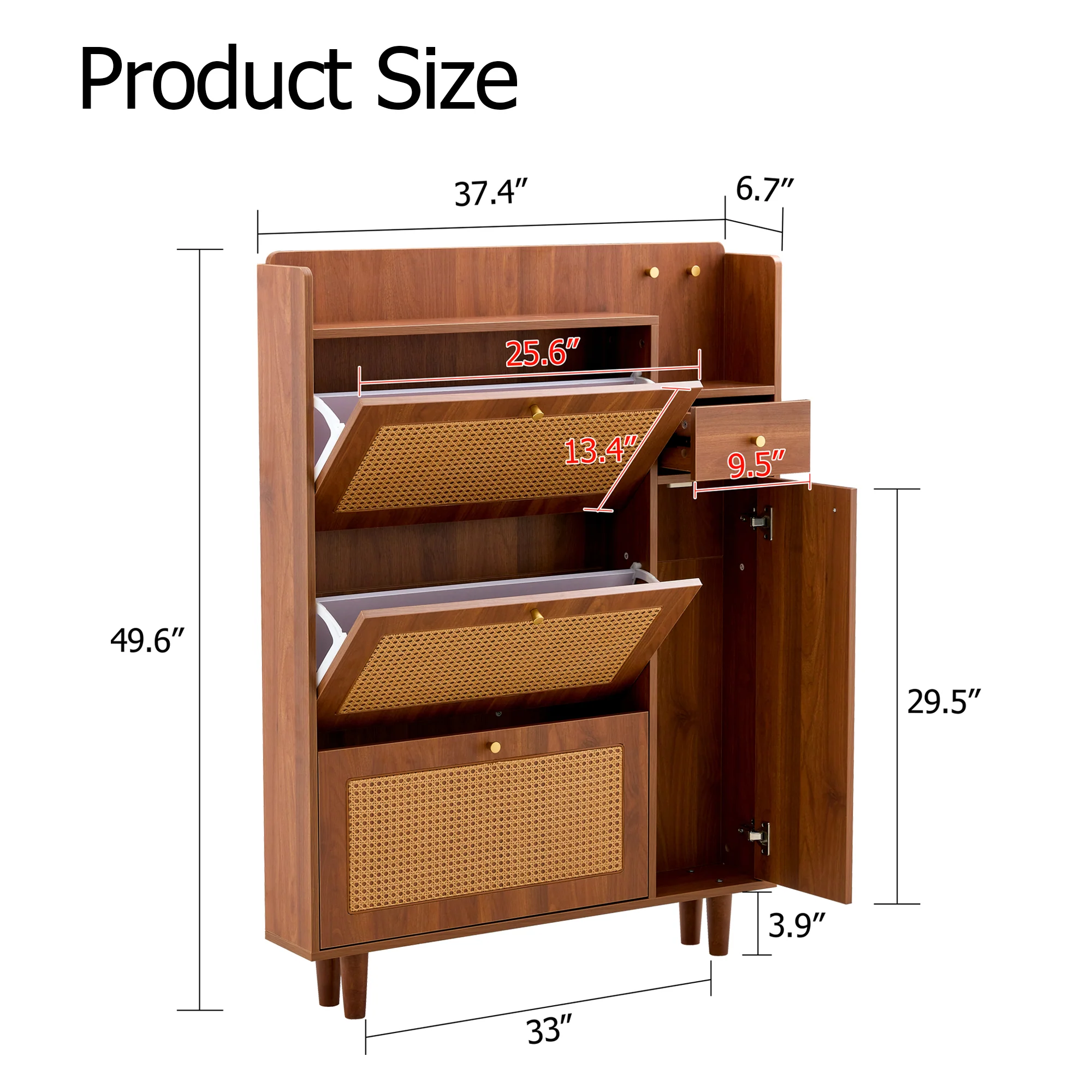 Walker Edison | Rattan Modern Minimalist Entryway Storage Cabinet - Image 3