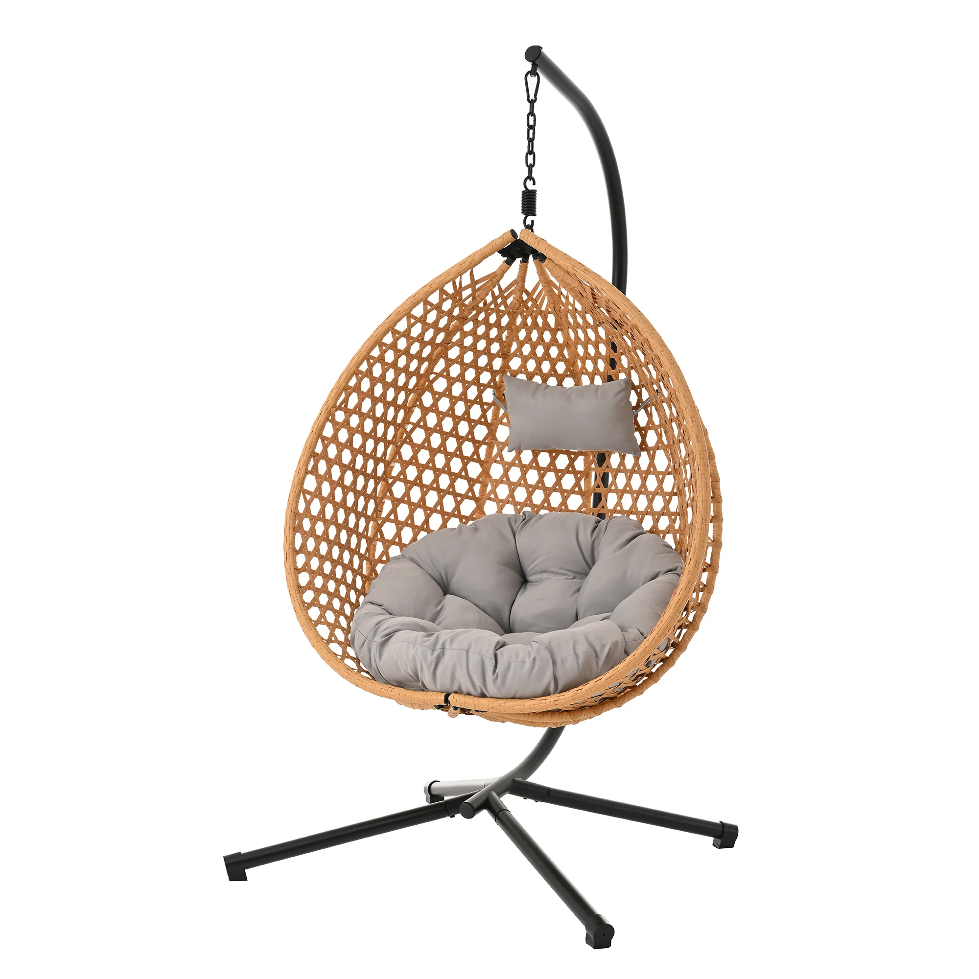 Rattan Weaving Hanging Egg Chair with Stand and Soft Removable Cushion - Image 19