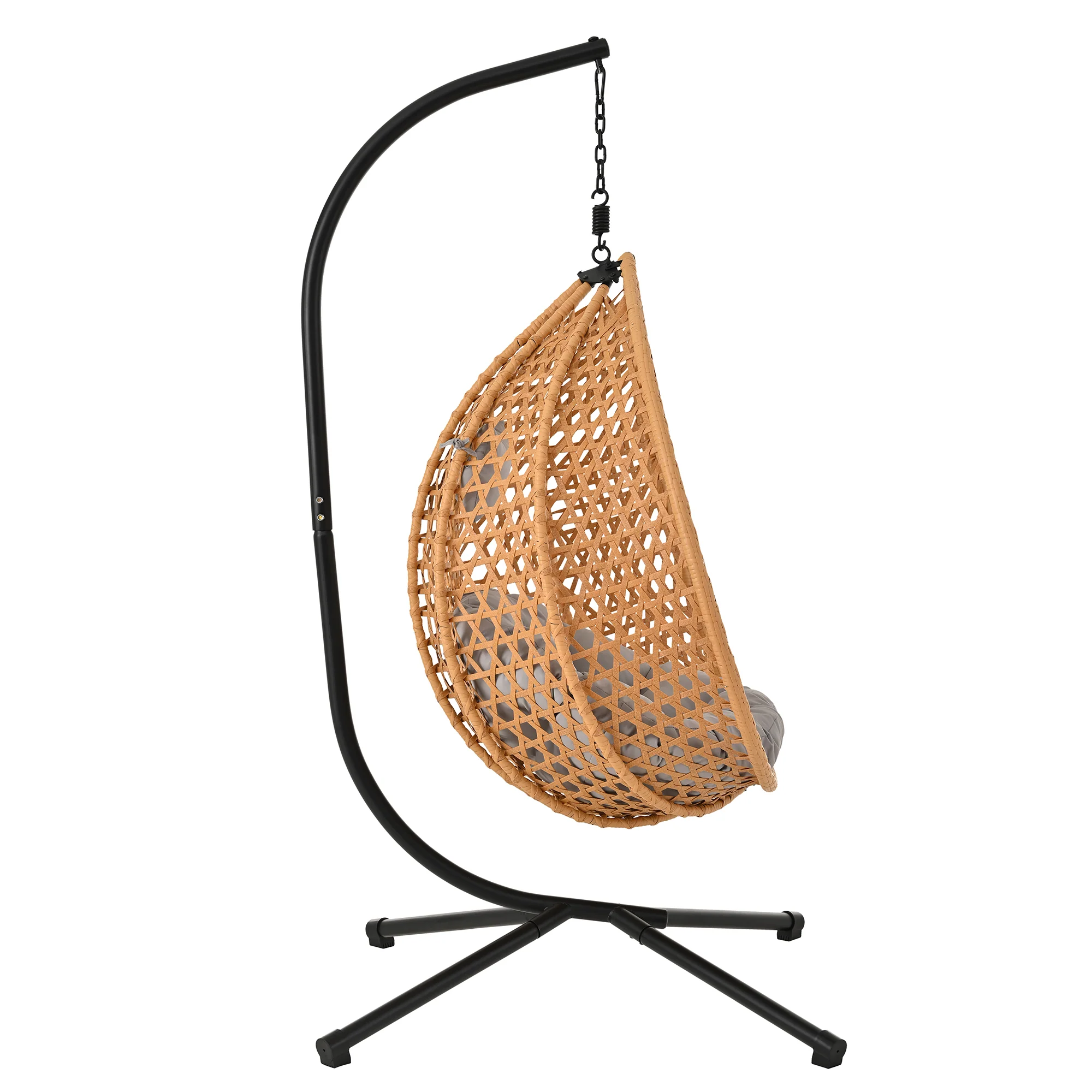 Rattan Weaving Hanging Egg Chair with Stand and Soft Removable Cushion - Image 21