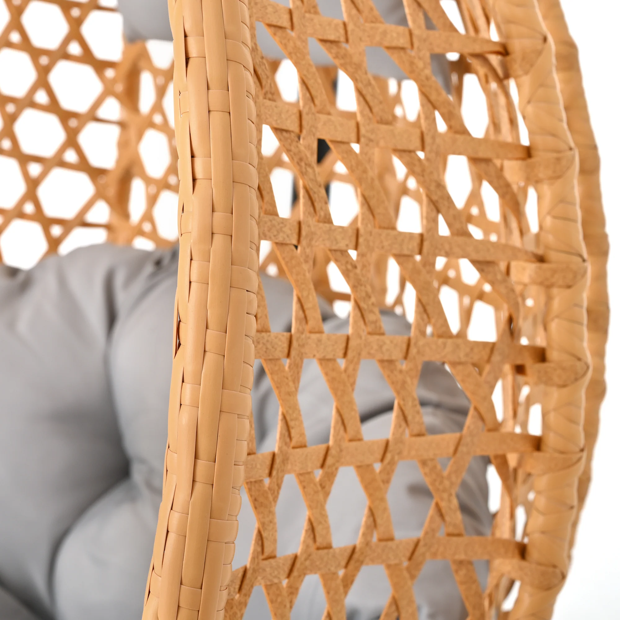 Rattan Weaving Hanging Egg Chair with Stand and Soft Removable Cushion - Image 23