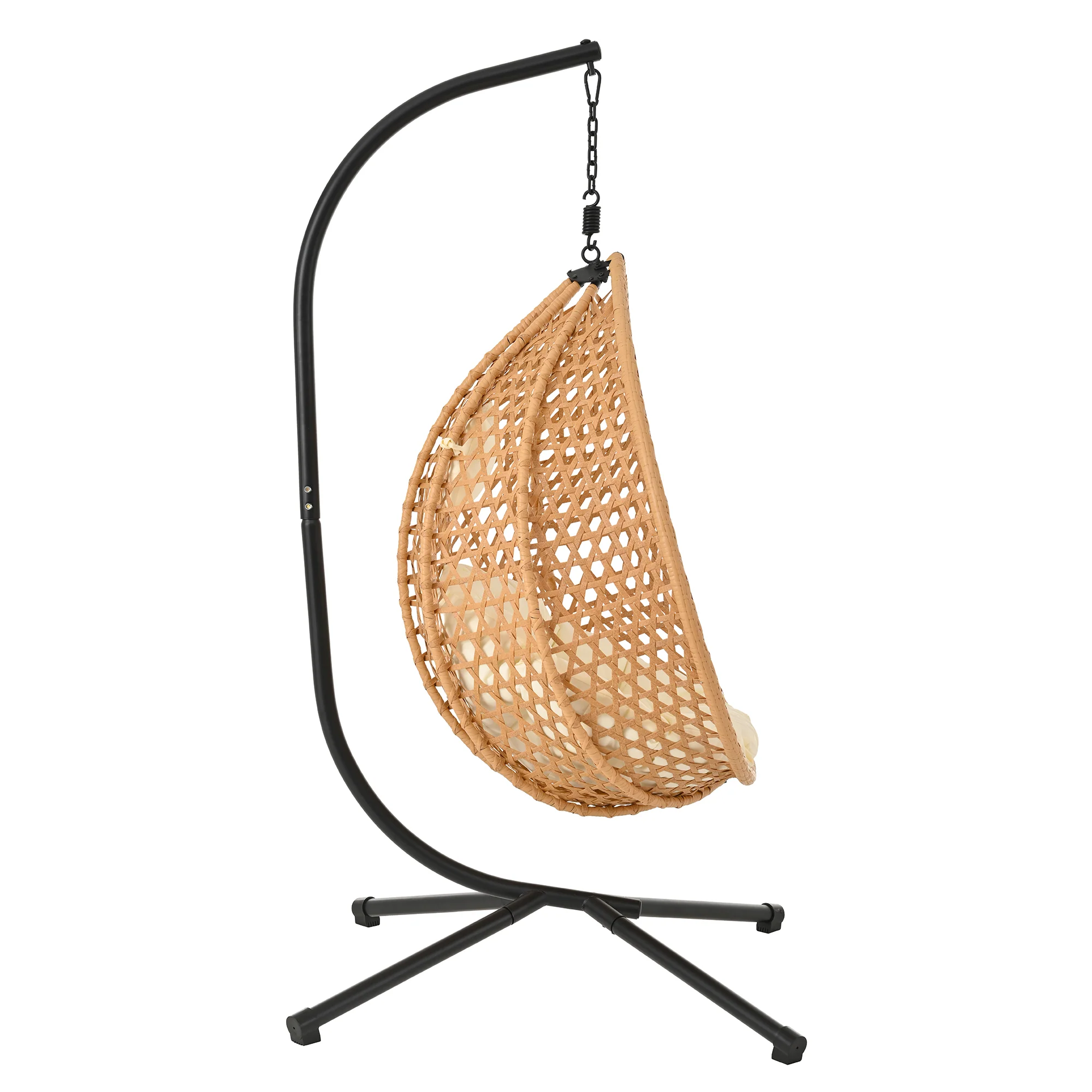 Rattan Weaving Hanging Egg Chair with Stand and Soft Removable Cushion - Image 24