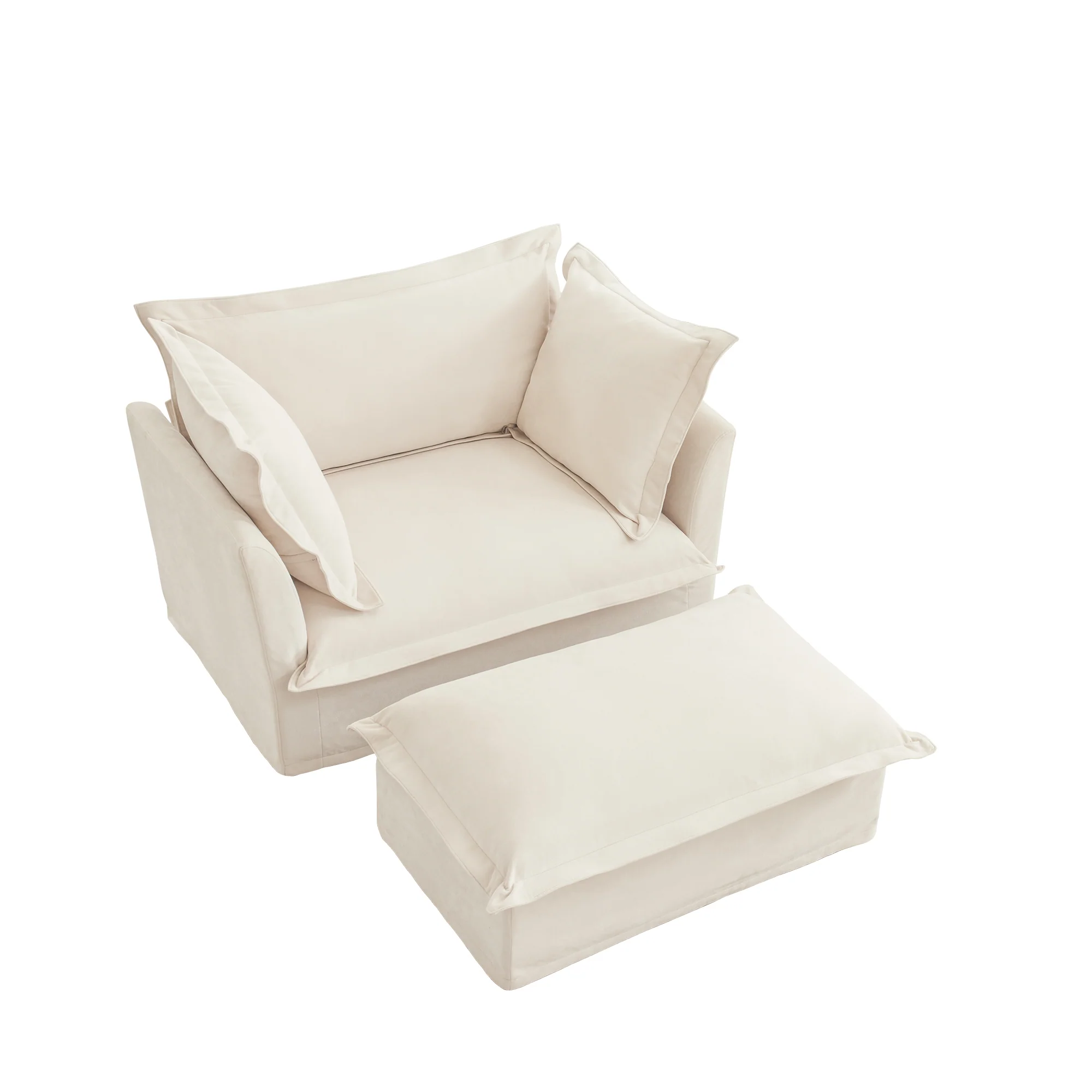 Walker Edison | Removable Slipcovered Accent Chair with Ottoman - Image 11