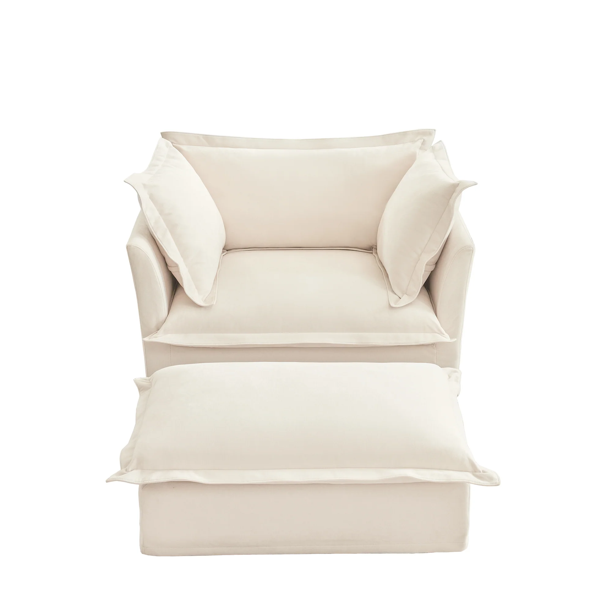 Walker Edison | Removable Slipcovered Accent Chair with Ottoman - Image 13