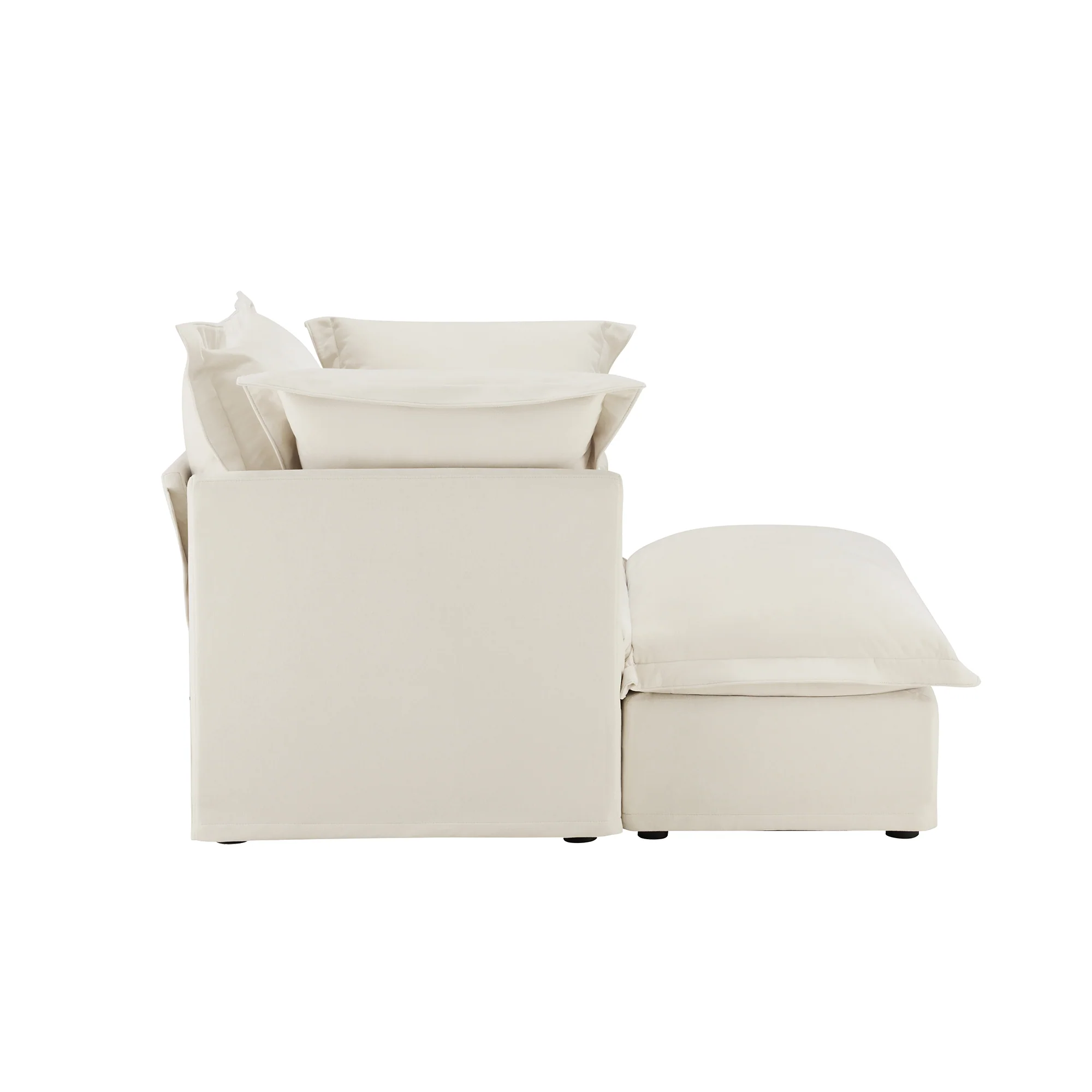 Walker Edison | Removable Slipcovered Accent Chair with Ottoman - Image 9