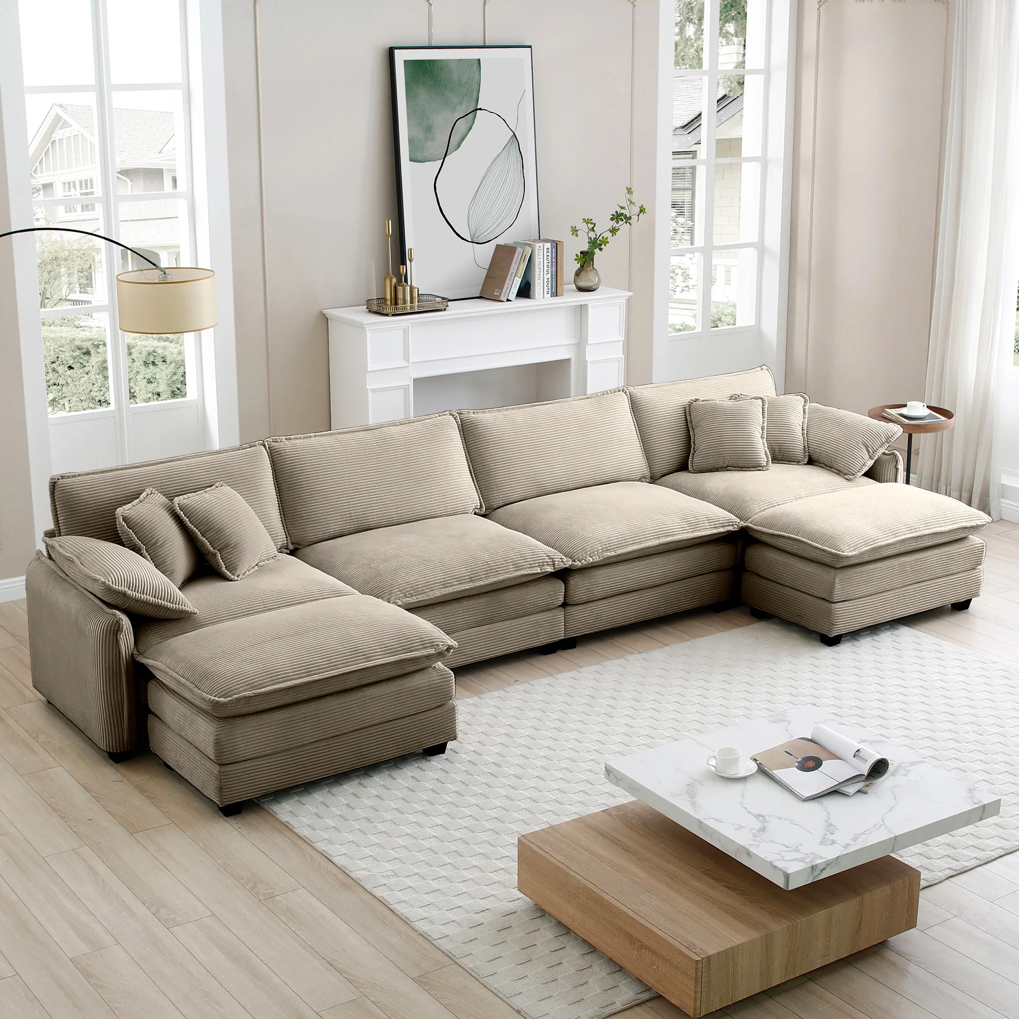 Walker Edison | Retro Chic: Corduroy Couch Cloud Modular Sofa Design