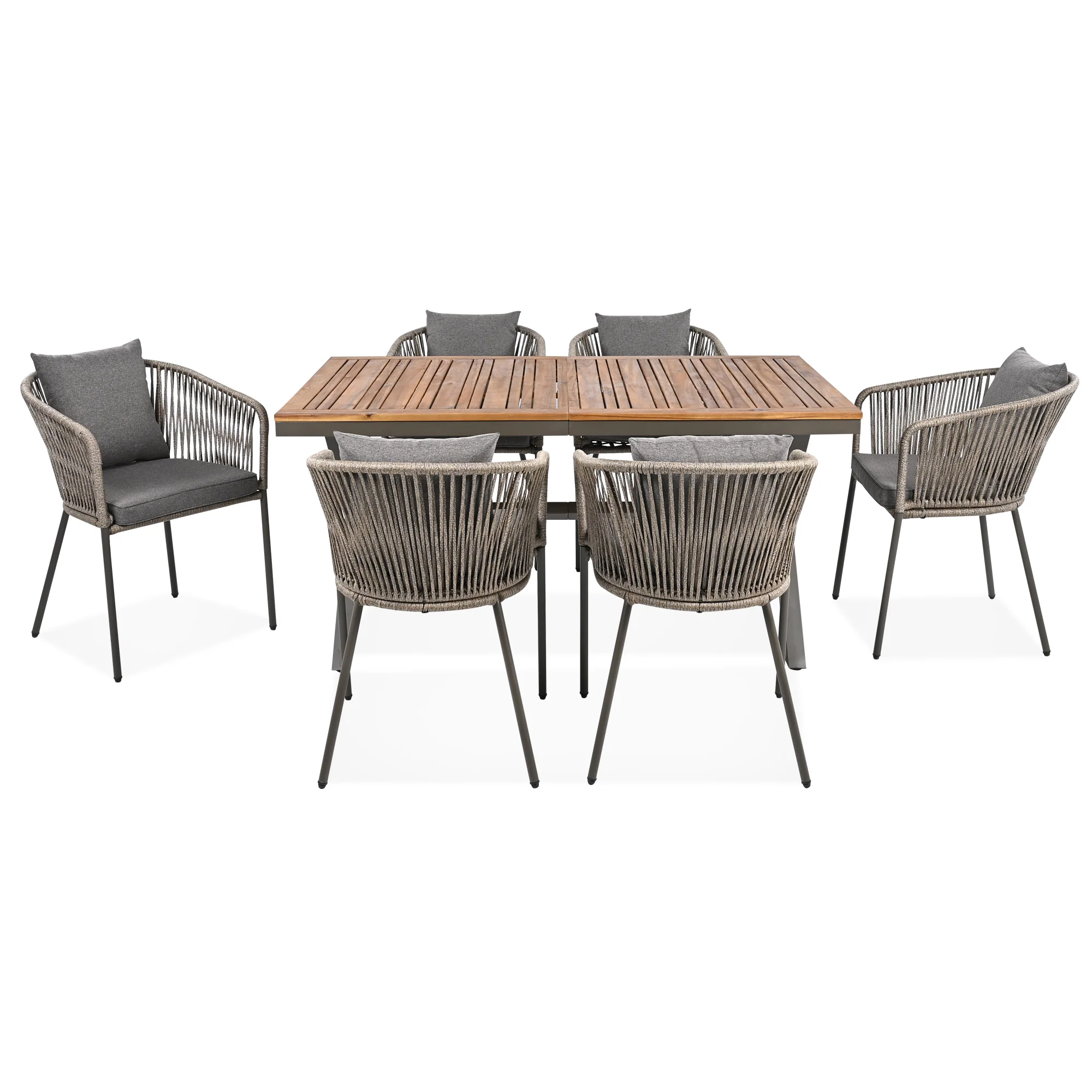 Grey Rope Modern Design 7 Piece Patio Dining Set - Image 12