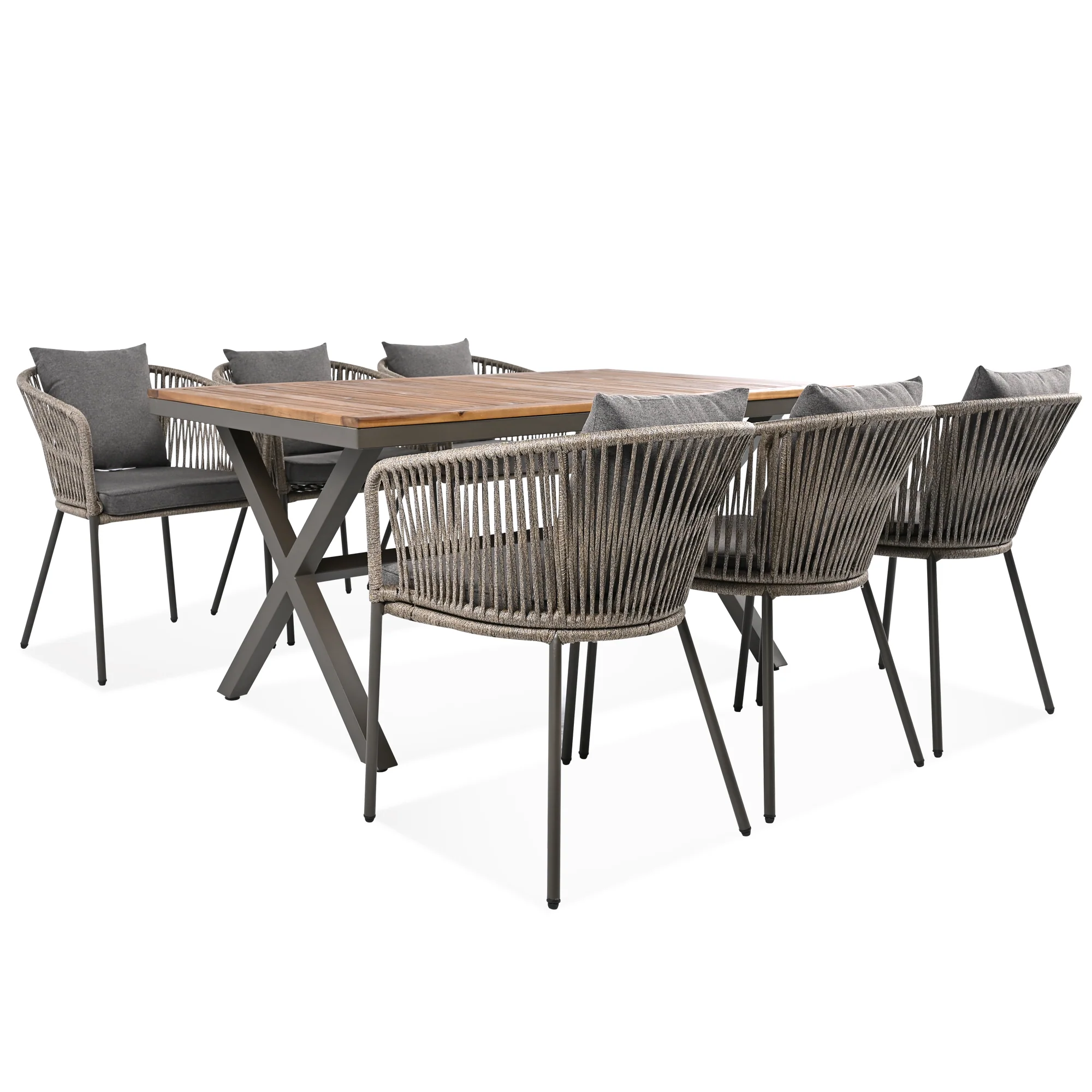 Grey Rope Modern Design 7 Piece Patio Dining Set - Image 13