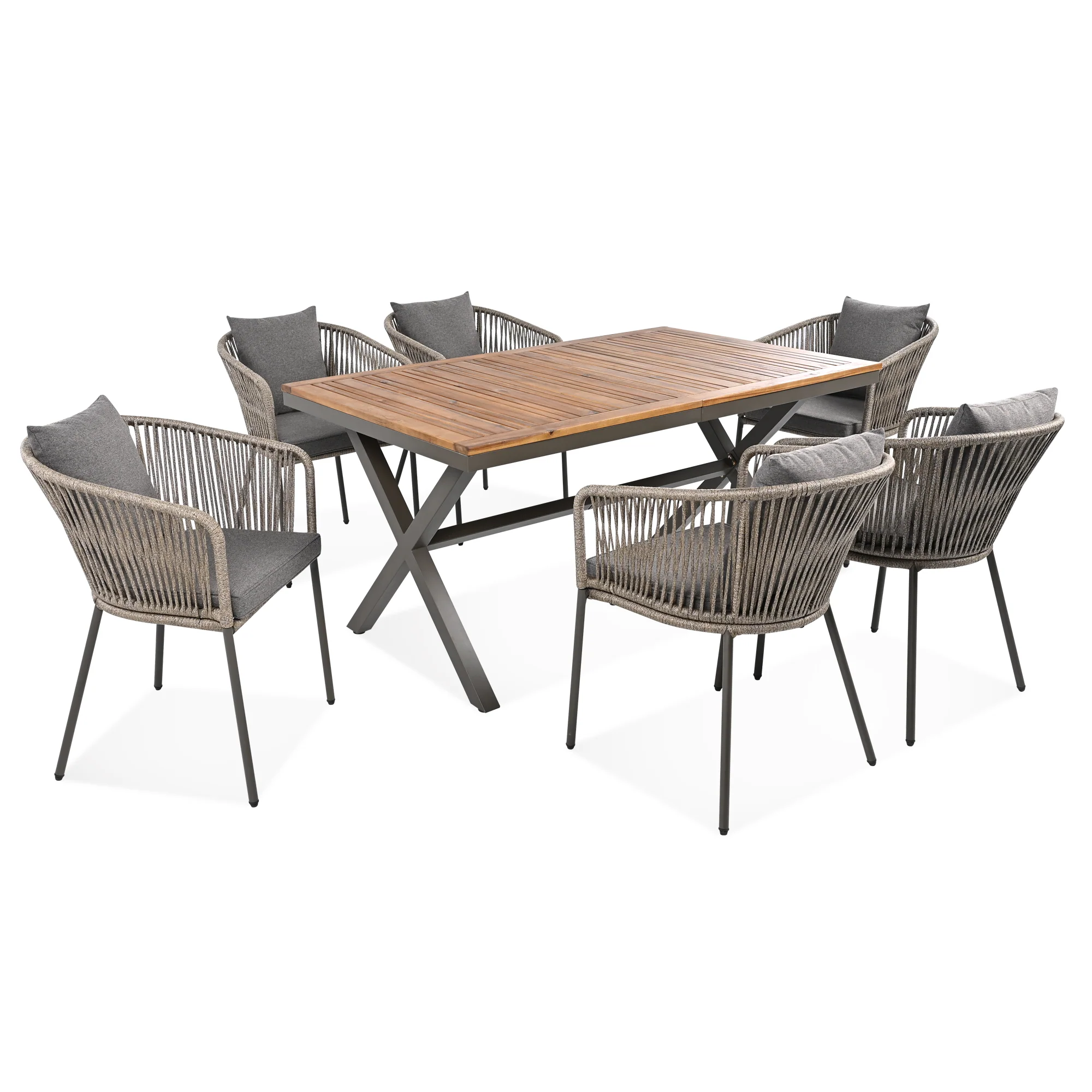 Grey Rope Modern Design 7 Piece Patio Dining Set - Image 14