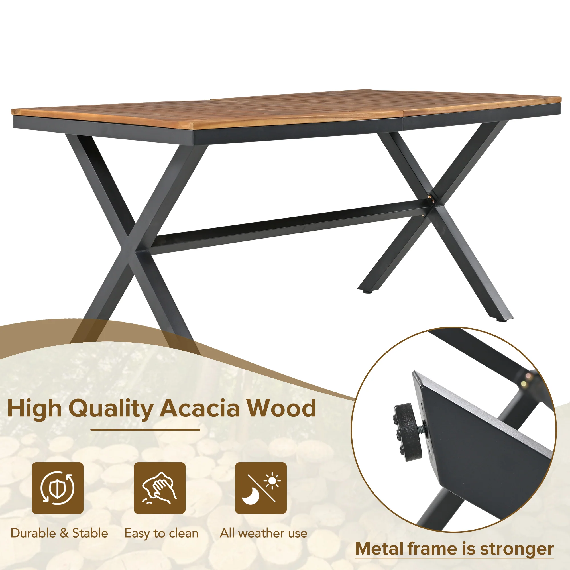 Grey Rope Modern Design 7 Piece Patio Dining Set - Image 6