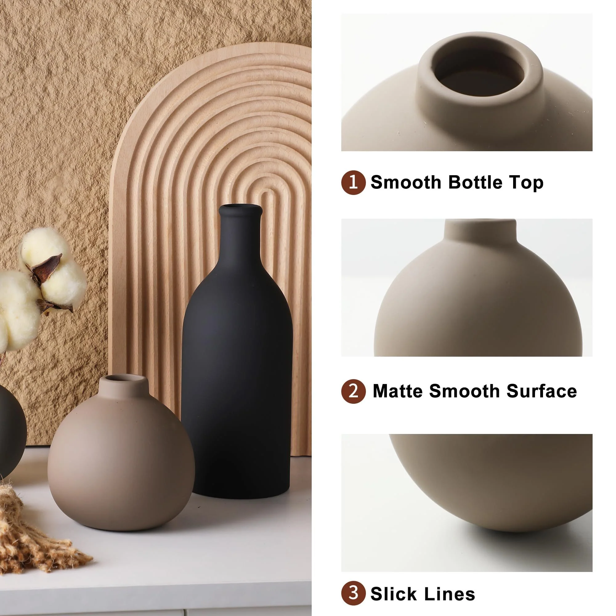 Ceramic minimalist Bud Vase Set of 3 - Image 6