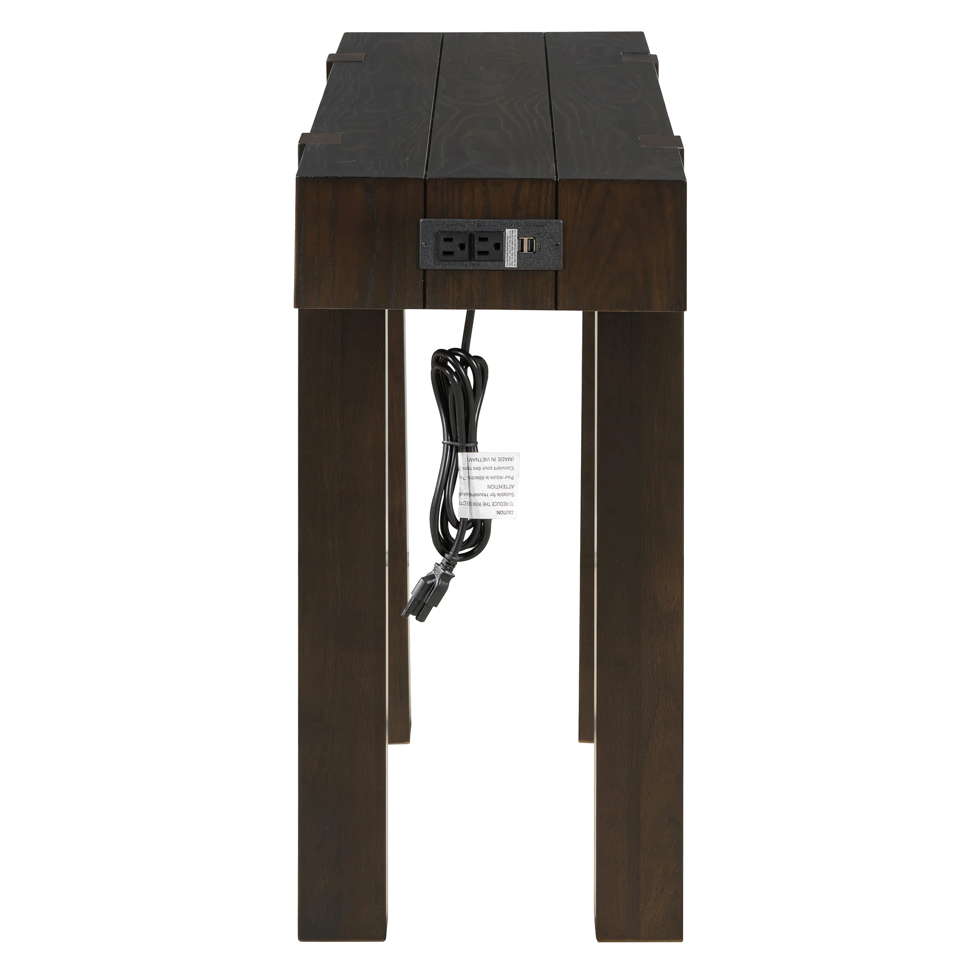 Rustic Minimalist Console Entryway Table with Hidden Drawer and Side Power Outlet - Image 11